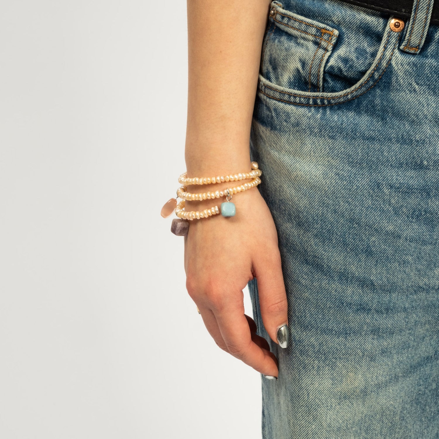 [52HZ LAB] PEACH FRESHWATER PEARLS BRACELET
