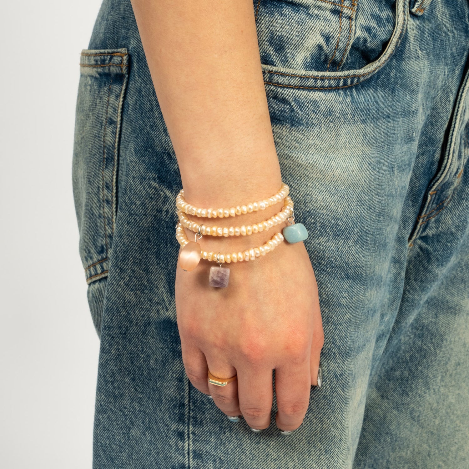 [52HZ LAB] PEACH FRESHWATER PEARLS BRACELET