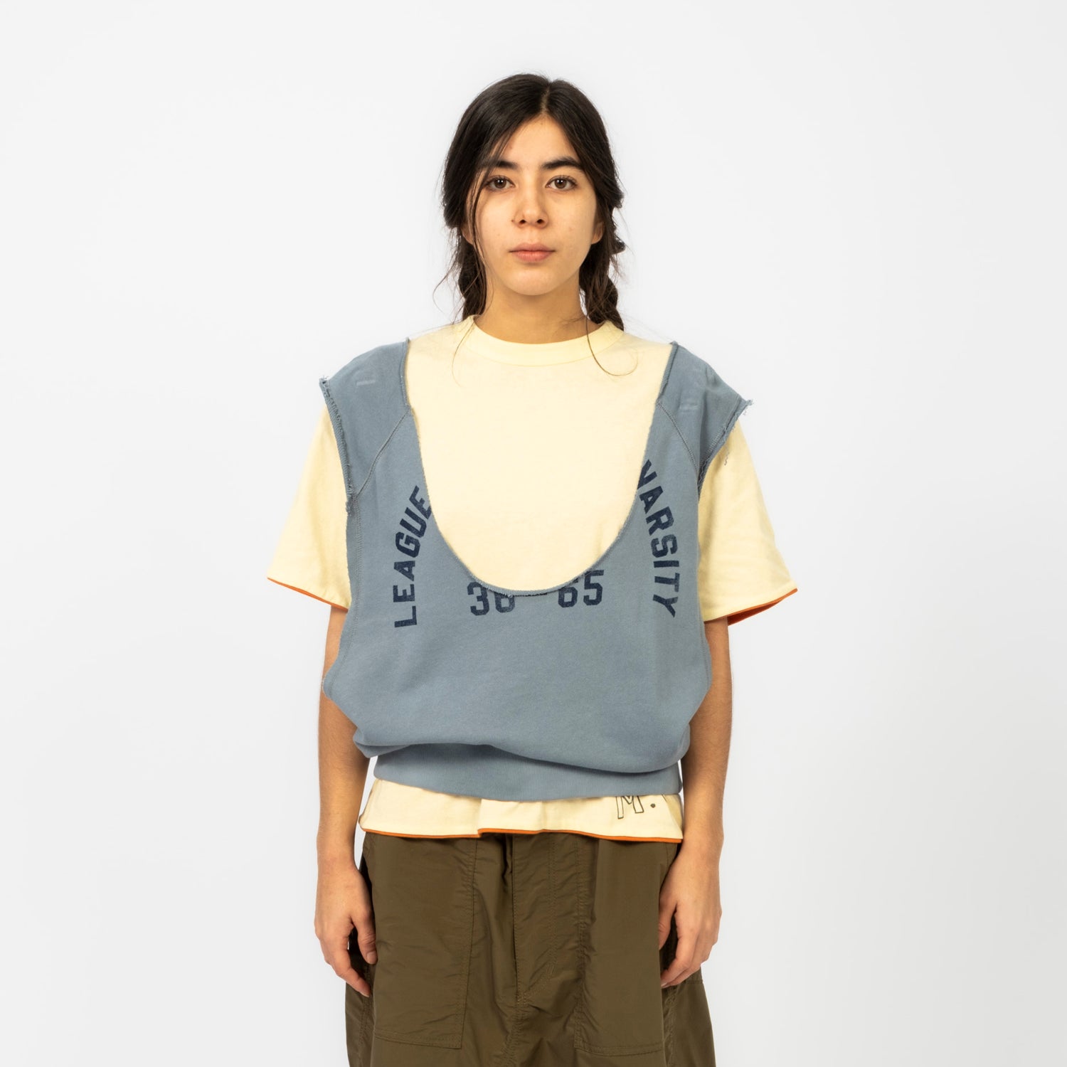 [BEAMS BOY] CUTOFF SWEATER VEST _ SAX