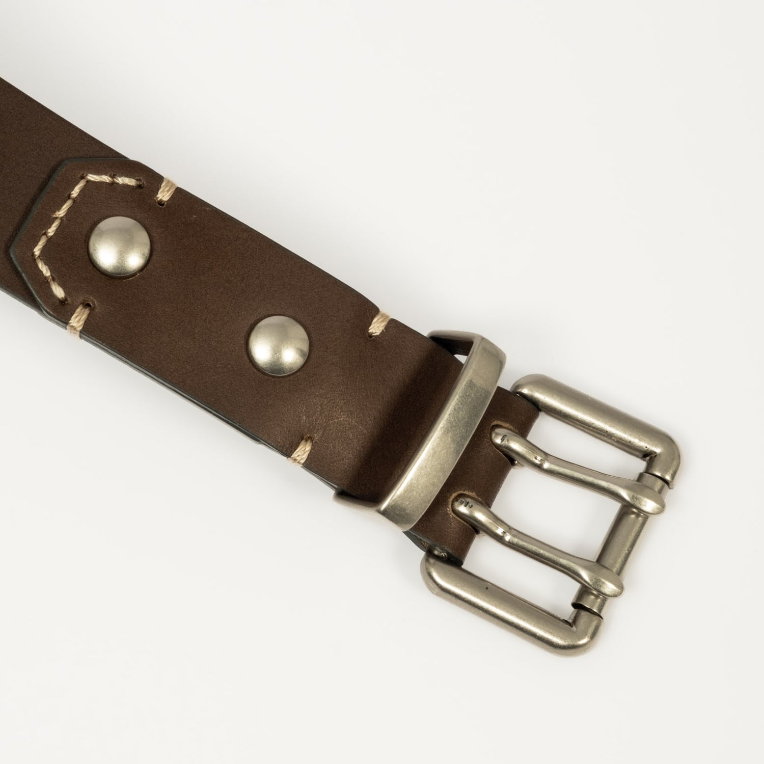 [UNAFFECTED] DOUBLE PIN LEATHER BELT _ D.OLIVE