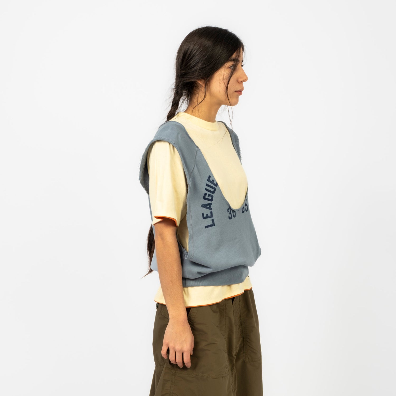 [BEAMS BOY] CUTOFF SWEATER VEST _ SAX