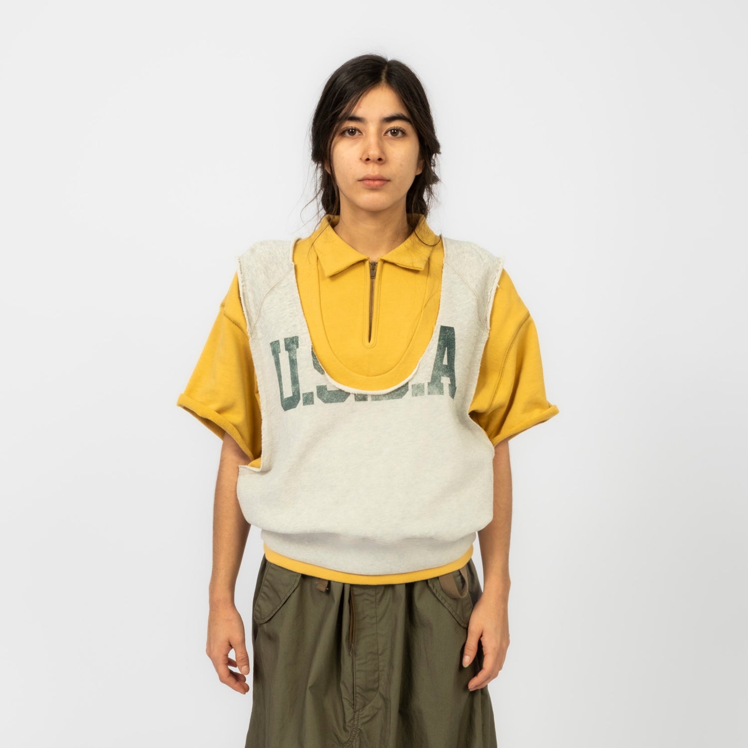 [BEAMS BOY] CUTOFF SWEATER VEST _ OATMEAL