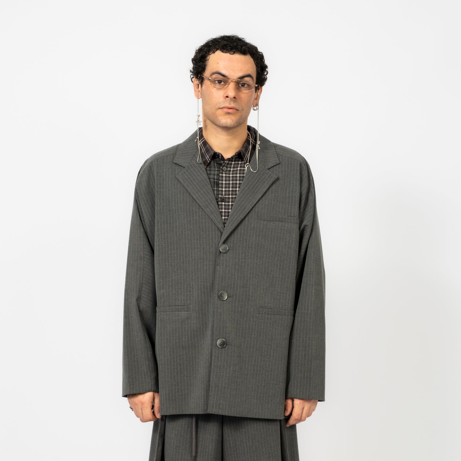 [AJOBYAJO] STRIPE BATWING JACKET _ GREY