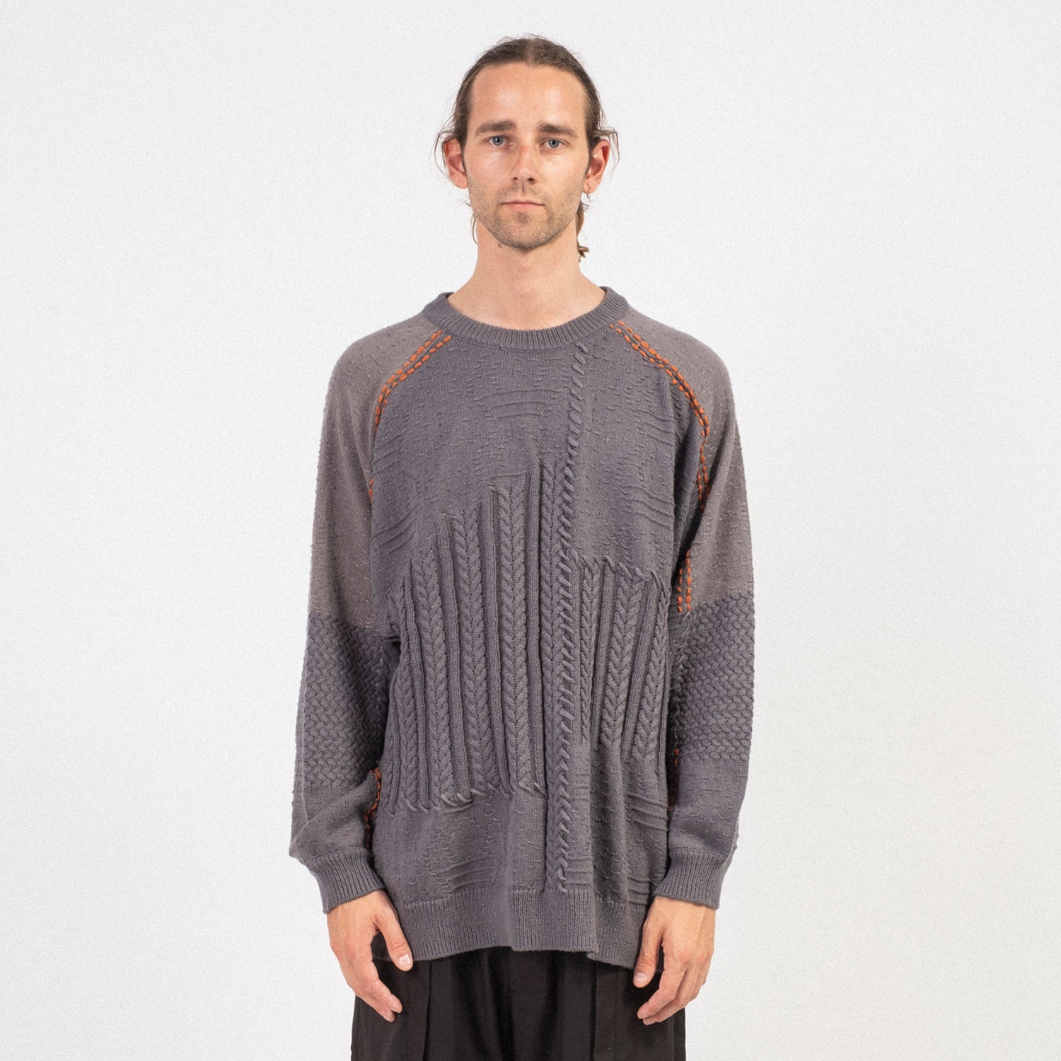 [GOOPiMADE] “8SE-03K” MONTAGE SPLICING KNIT SWEATER _ D.GREY