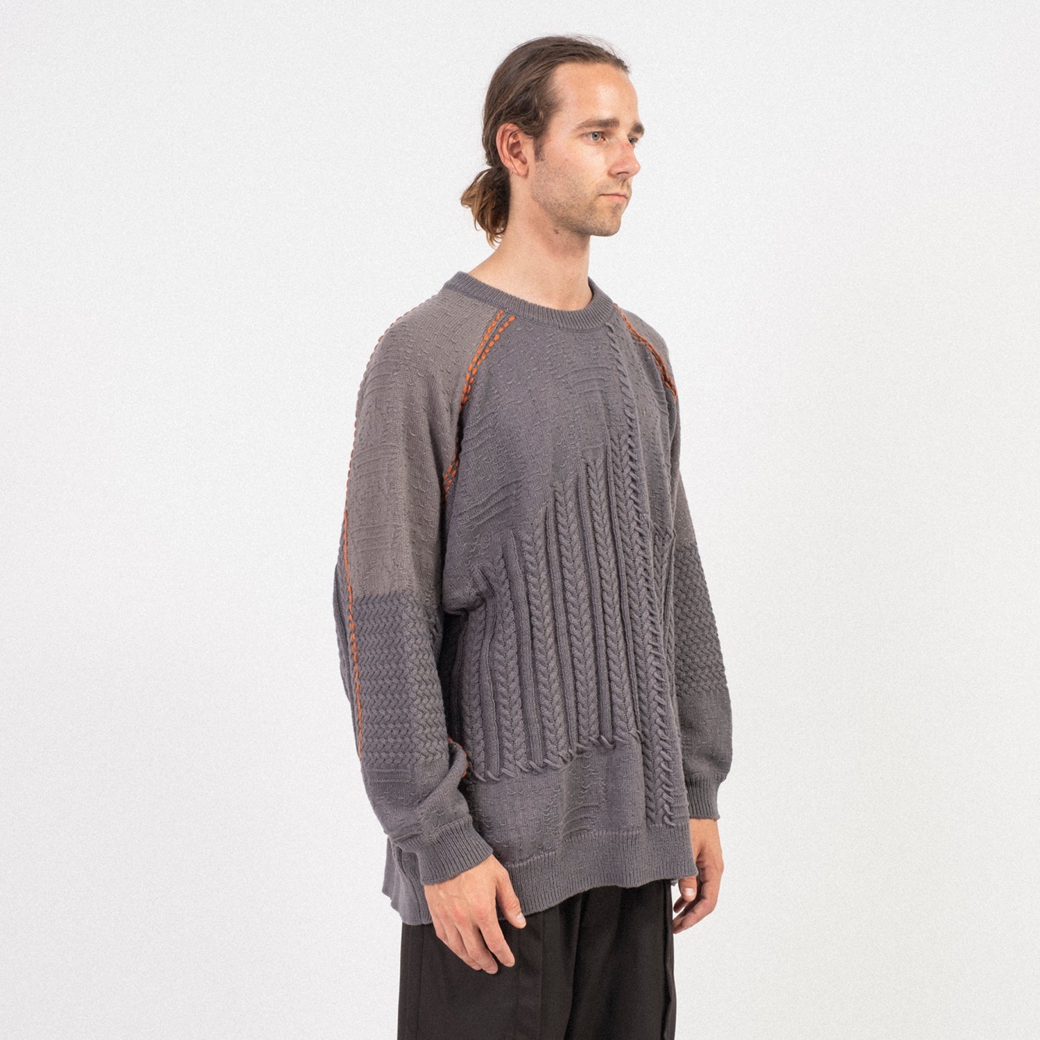 [GOOPiMADE] “8SE-03K” MONTAGE SPLICING KNIT SWEATER _ D.GREY