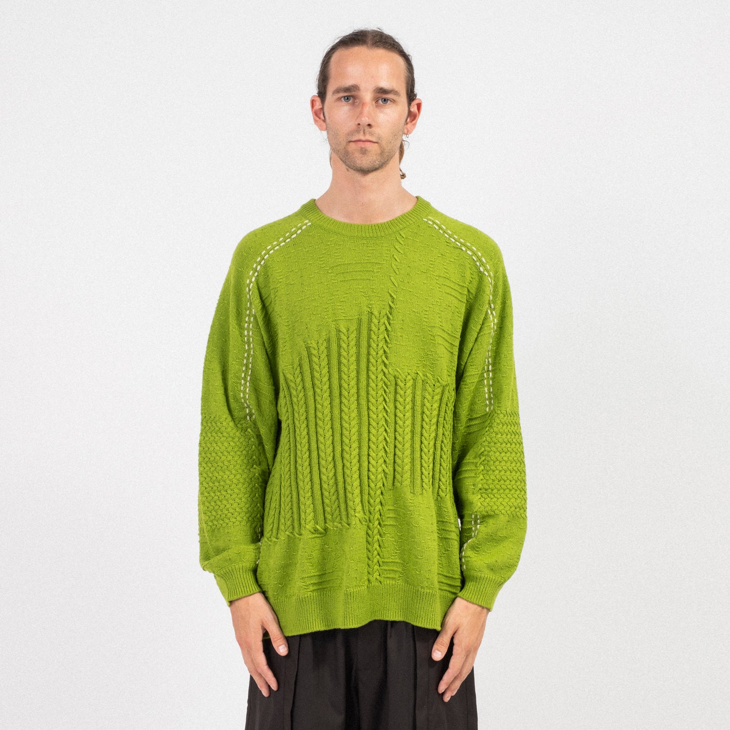 [GOOPiMADE] “8SE-03K” MONTAGE SPLICING KNIT SWEATER _ NEON