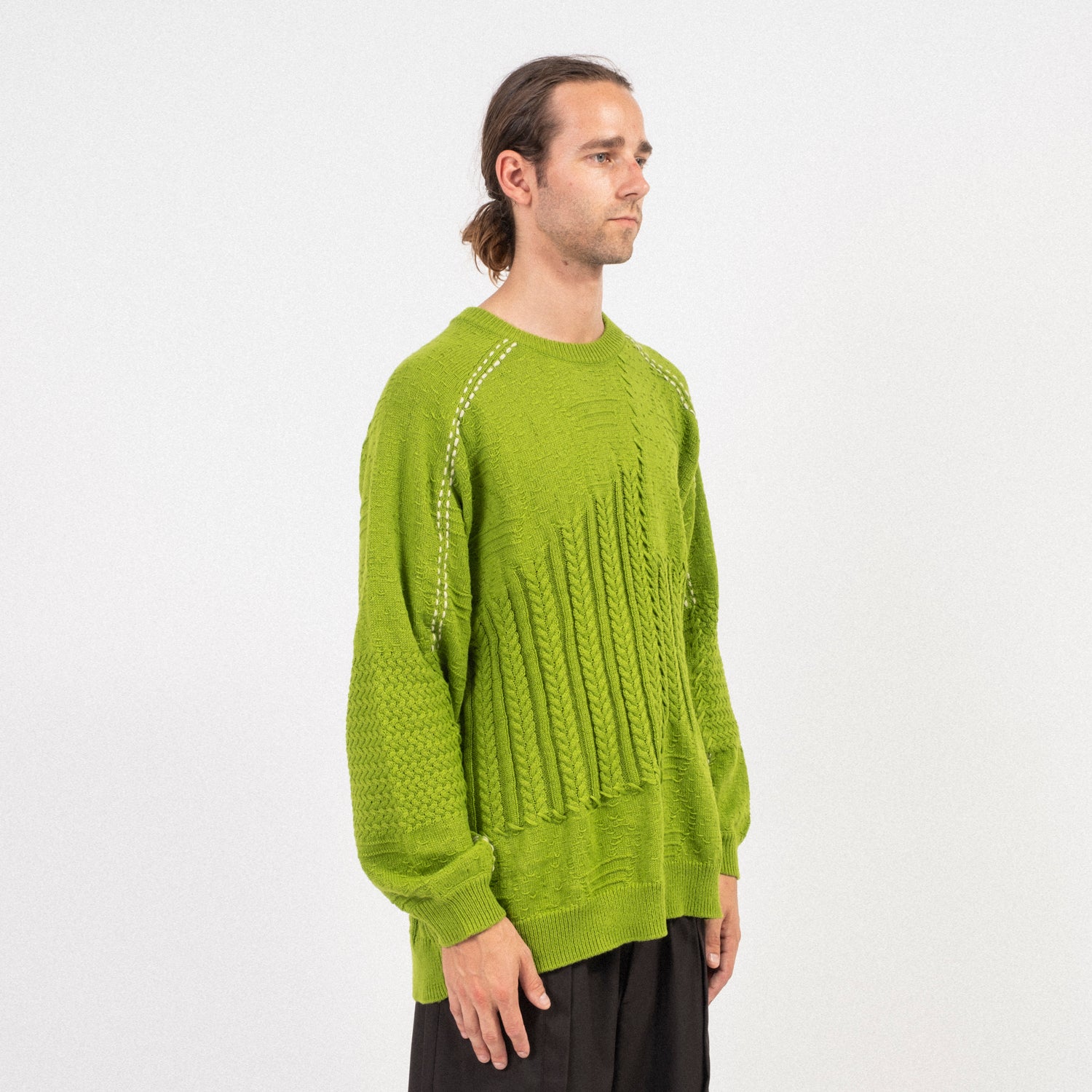 [GOOPiMADE] “8SE-03K” MONTAGE SPLICING KNIT SWEATER _ NEON