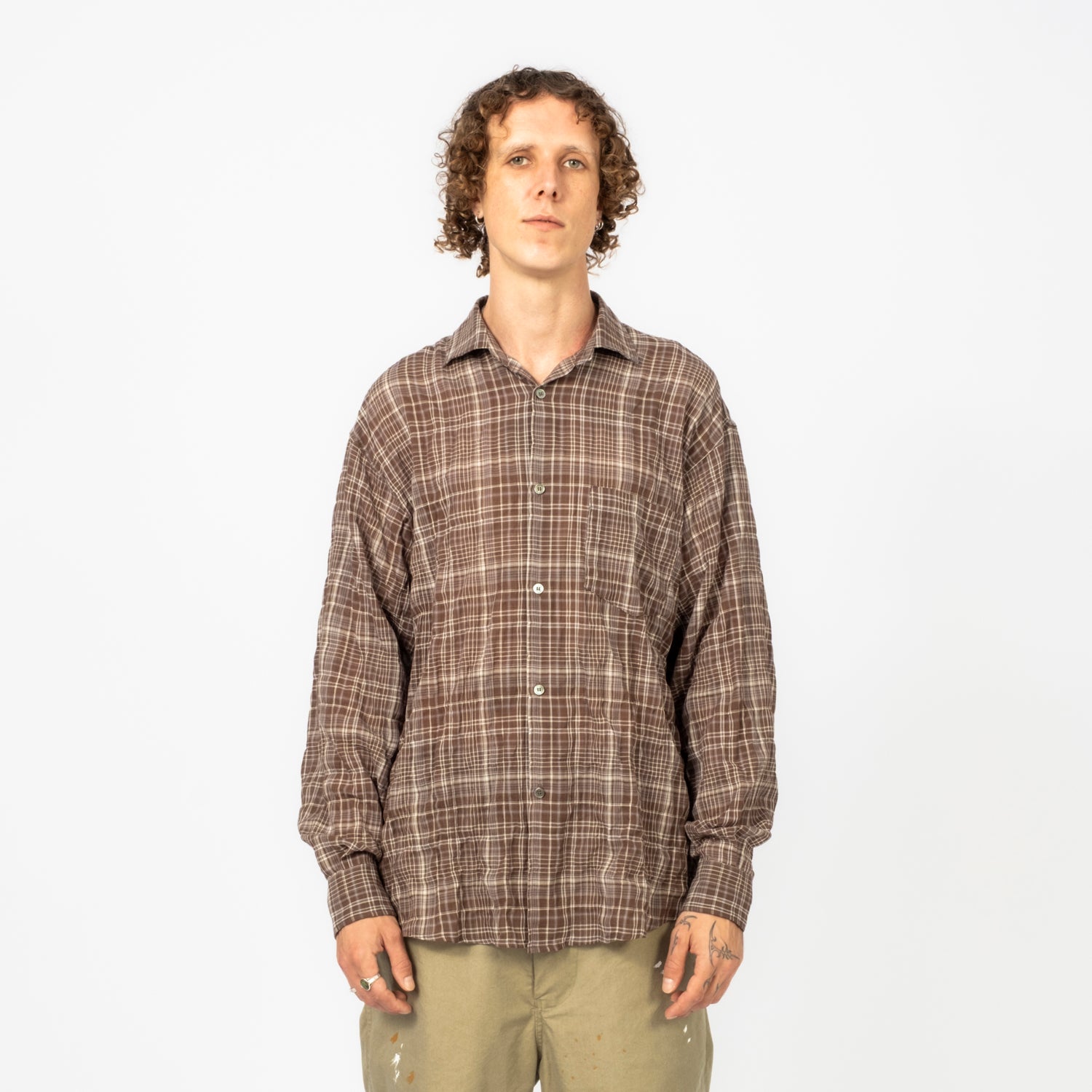 [KUNI] VINTAGE SHIRT _ BROWN