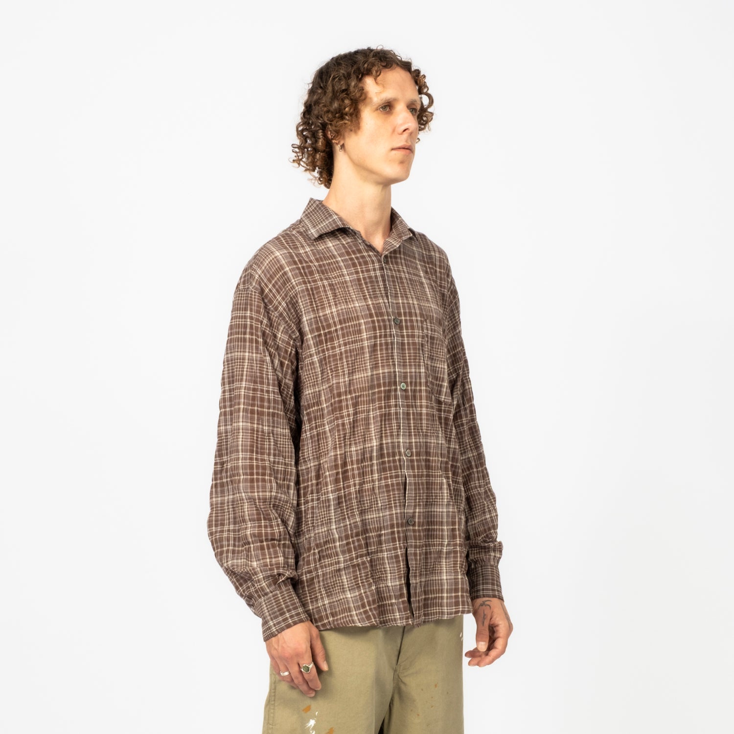 [KUNI] VINTAGE SHIRT _ BROWN
