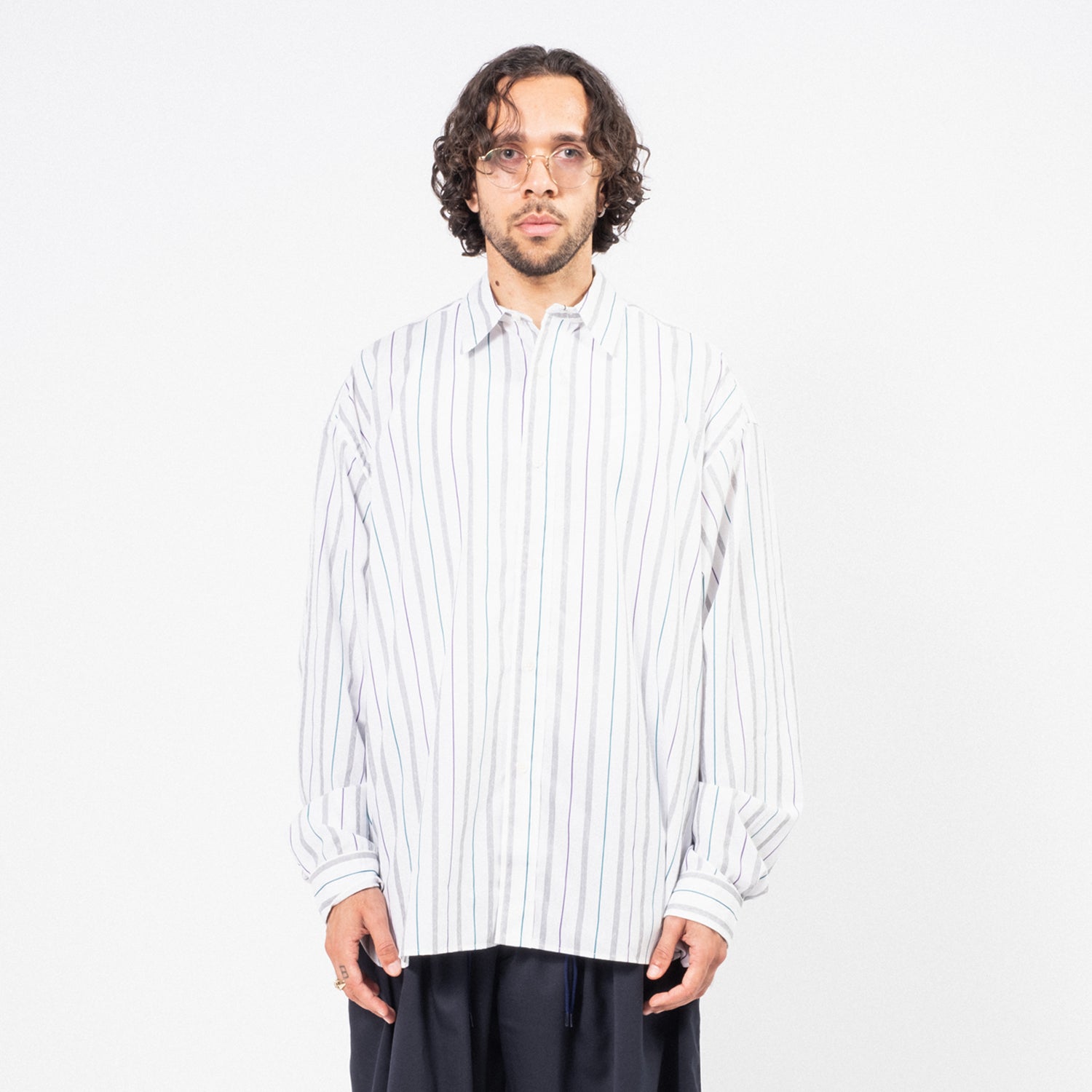 [SILLAGE] WIDE SHIRT DEAD STOCK _ JACQUARD STRIPE