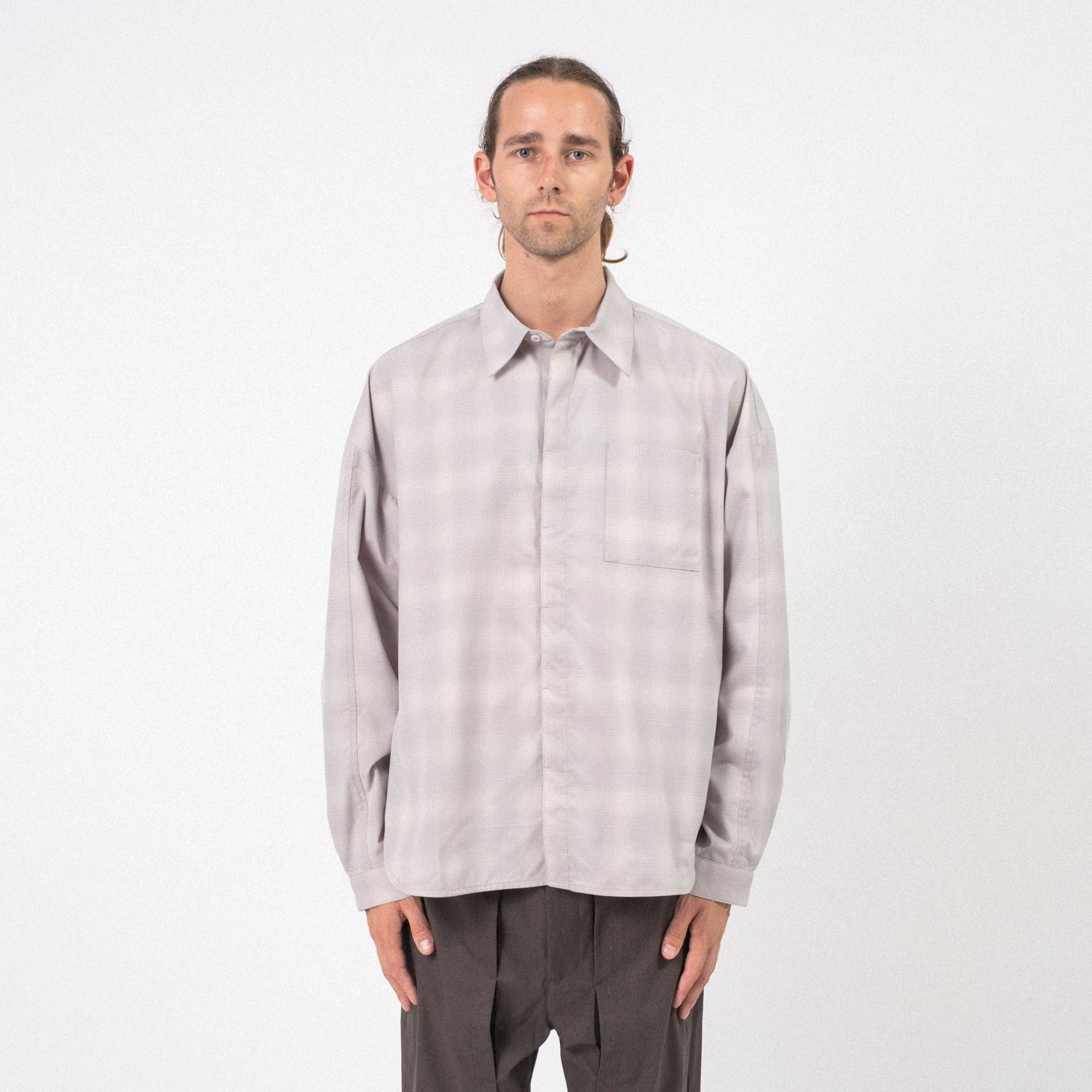 [GOOPiMADE] “GSR-01” 2-LAYER OVERSIZED SHIRT LIGHT _ ASH