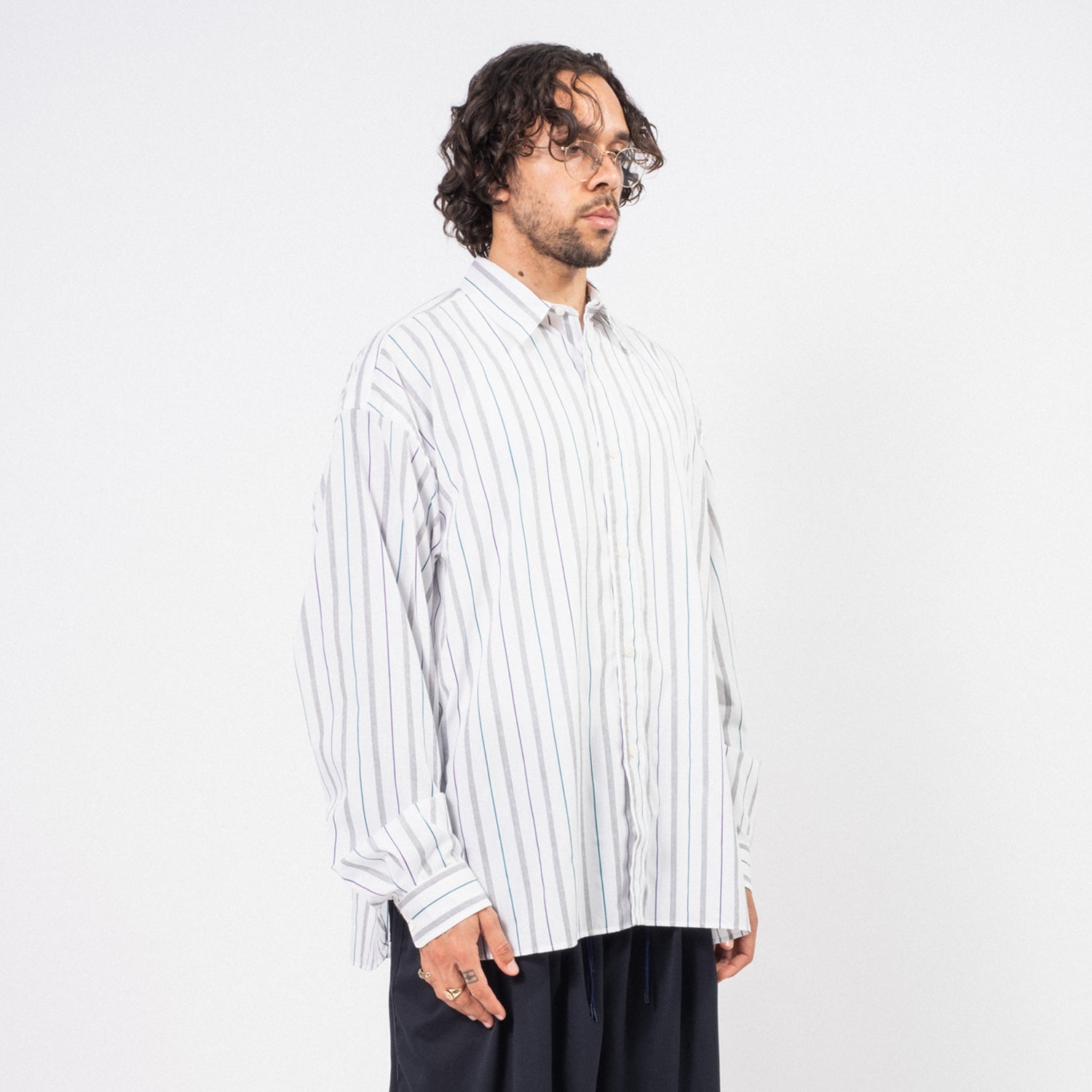 [SILLAGE] WIDE SHIRT DEAD STOCK _ JACQUARD STRIPE