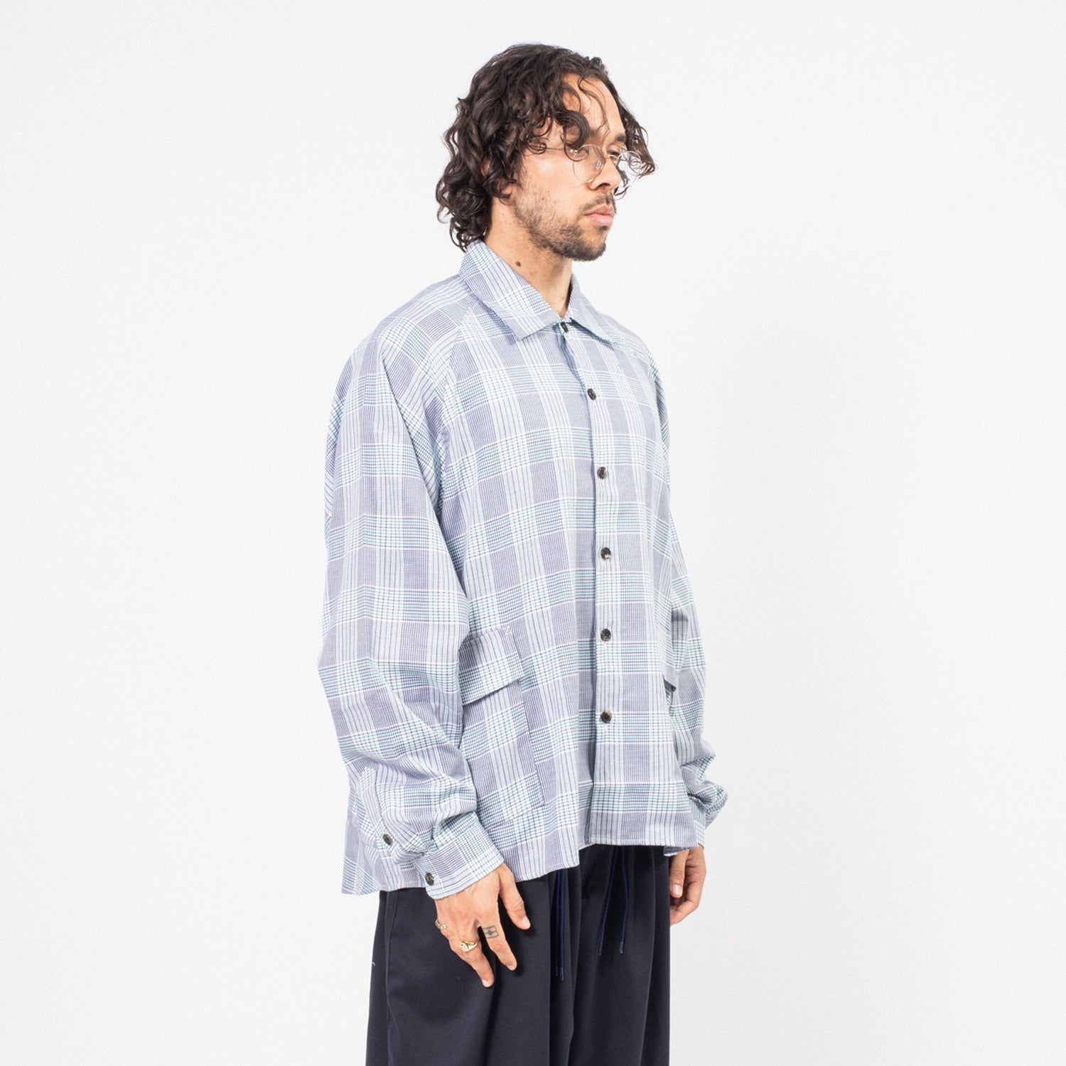 [SILLAGE] BIG POCKET OVERSHIRT DEAD STOCK _ GLEN CHECK