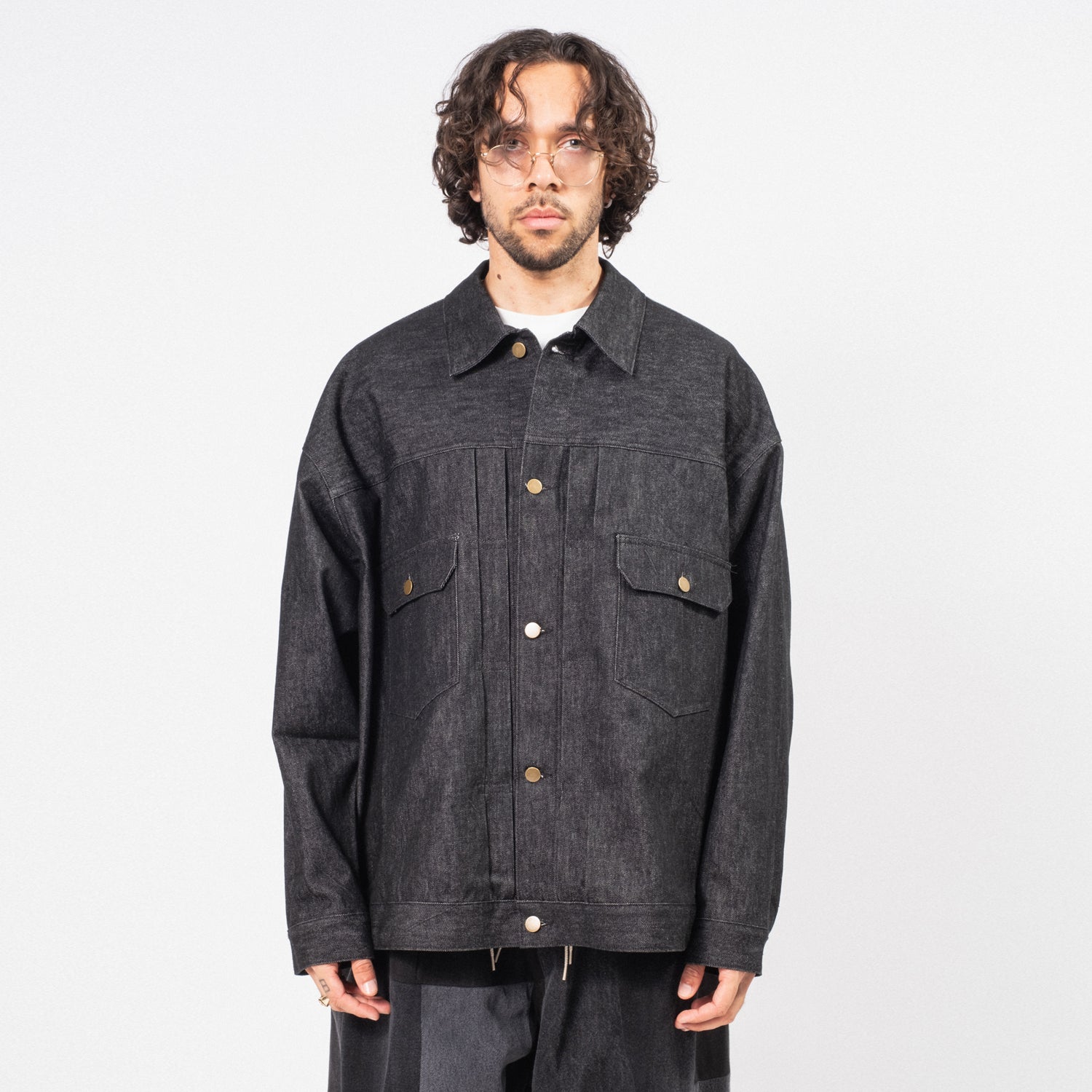 [SILLAGE] TRUCKER JACKET _ BLACK DENIM ONE WASH