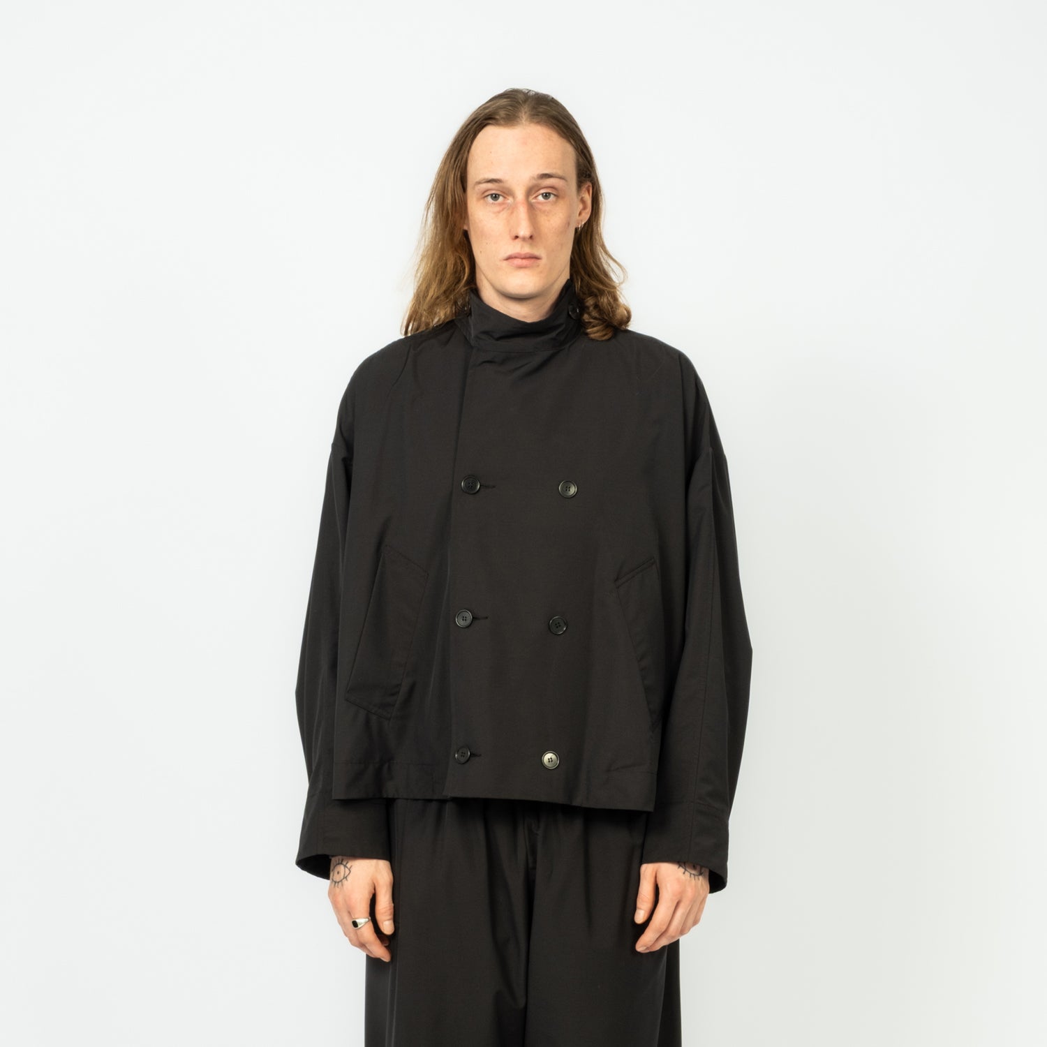 [GABRIELA COLL GARMENTS] NO.286 RAINSYSTEM WOOL CROPPED JACKET _ BLACK