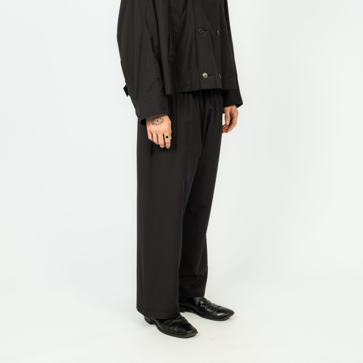 [GABRIELA COLL GARMENTS] NO.287 RAINSYSTEM WOOL FLAP POCKET TROUSERS _ BLACK