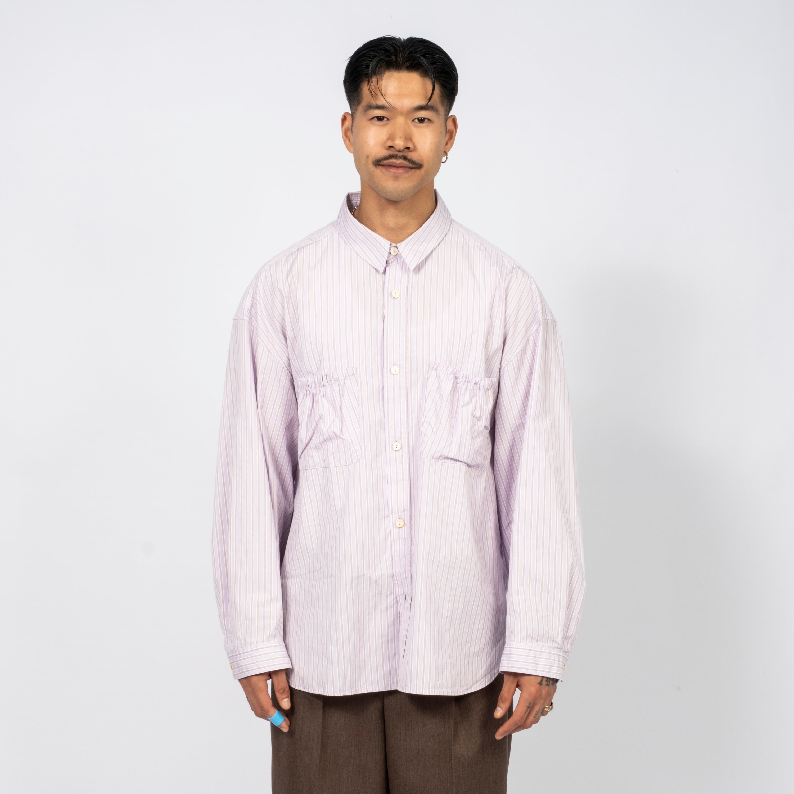 [REFOMED] WRIST PATCH WIDE SHIRT STRIPE _ LAVENDER