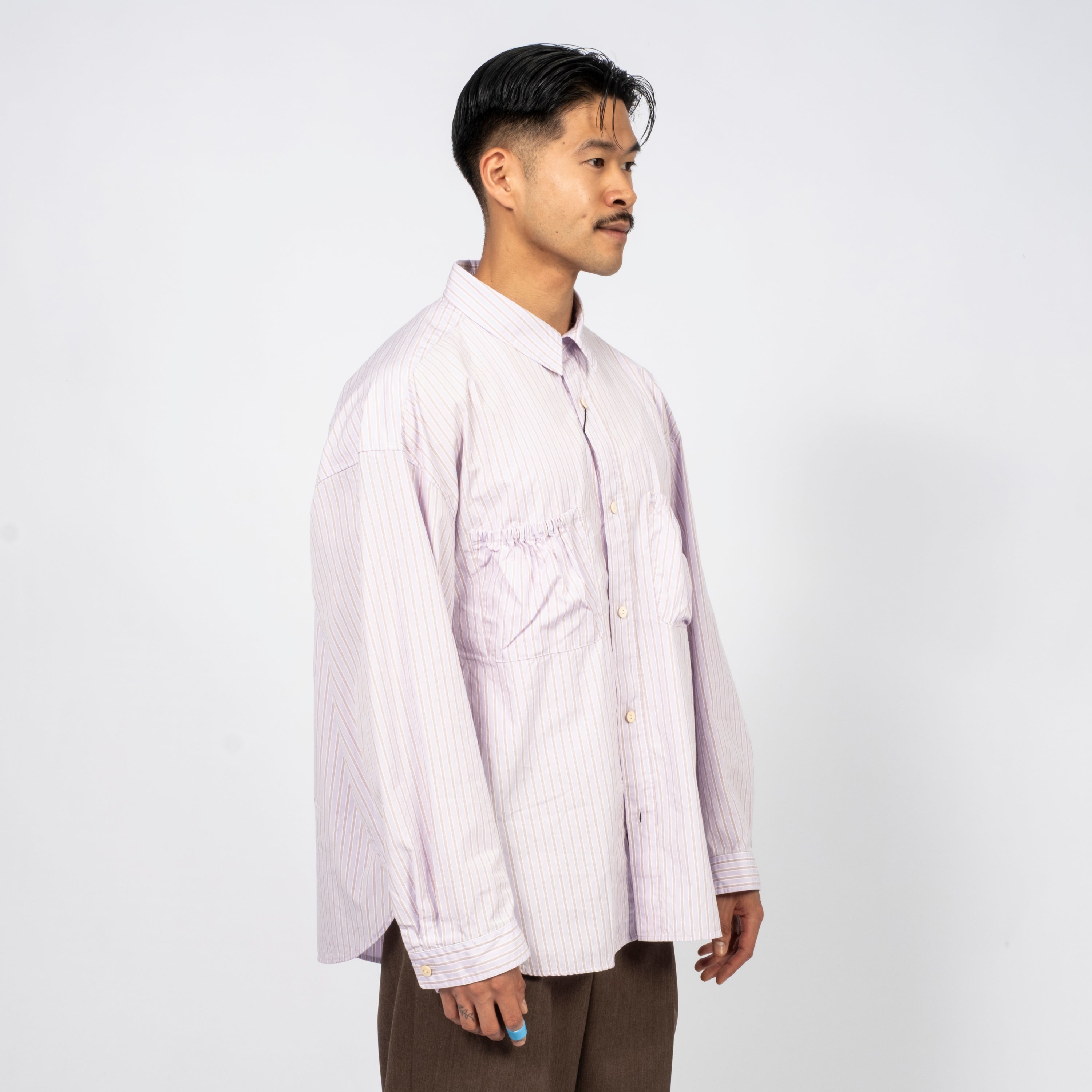 [REFOMED] WRIST PATCH WIDE SHIRT STRIPE _ LAVENDER