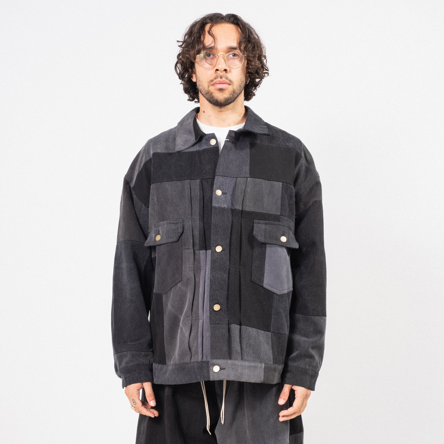 [SILLAGE] TRUCKER JACKET BLACK DENIM _ FOUR