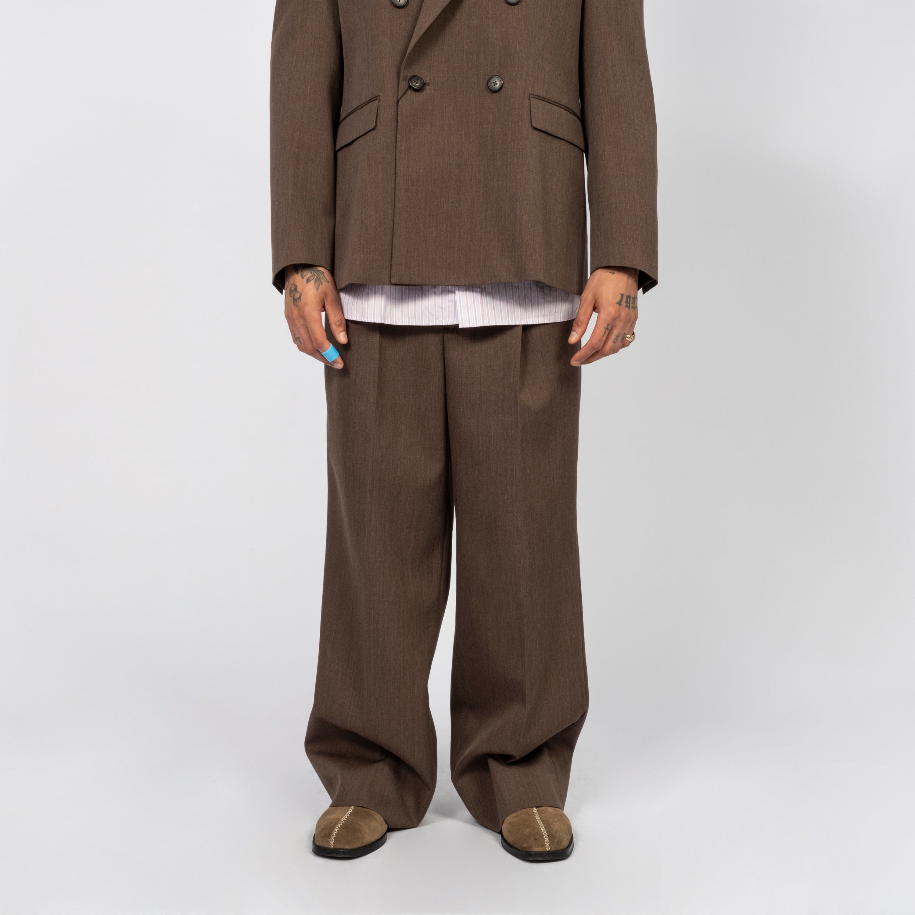 [REFOMED] TARP WOOL SLACKS GABA _ BROWN