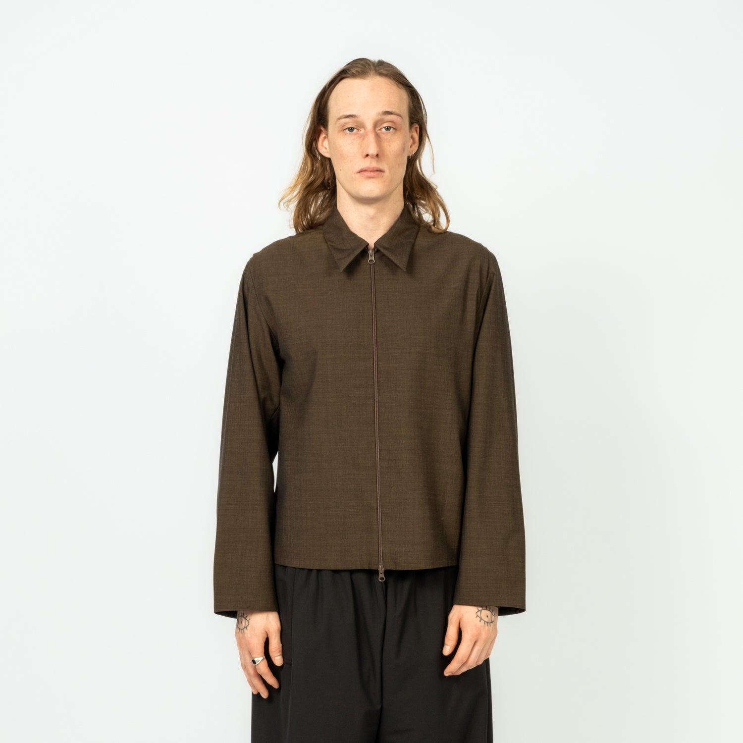 [GABRIELA COLL GARMENTS] NO.285 SUMMER WOOL POCKET JACKET _ BROWN
