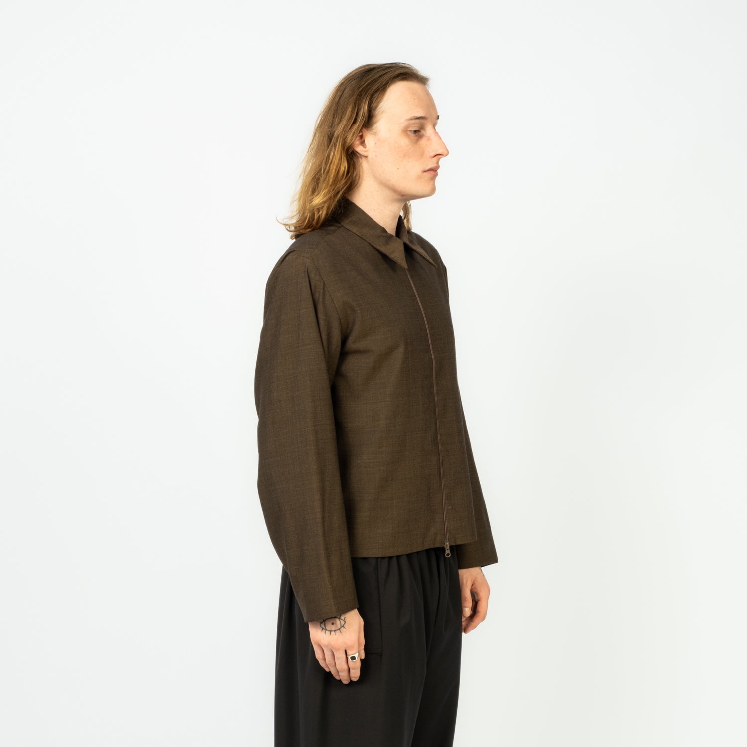 [GABRIELA COLL GARMENTS] NO.285 SUMMER WOOL POCKET JACKET _ BROWN