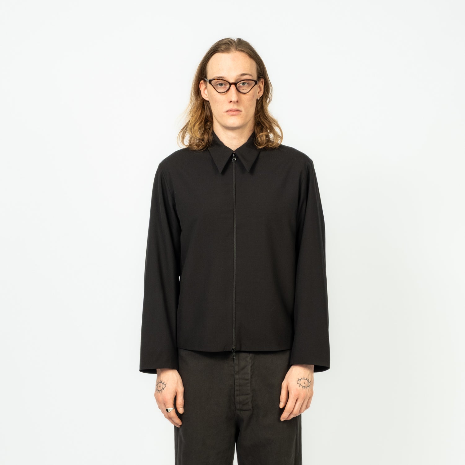 [GABRIELA COLL GARMENTS] NO.285 SUMMER WOOL POCKET JACKET _ BLACK