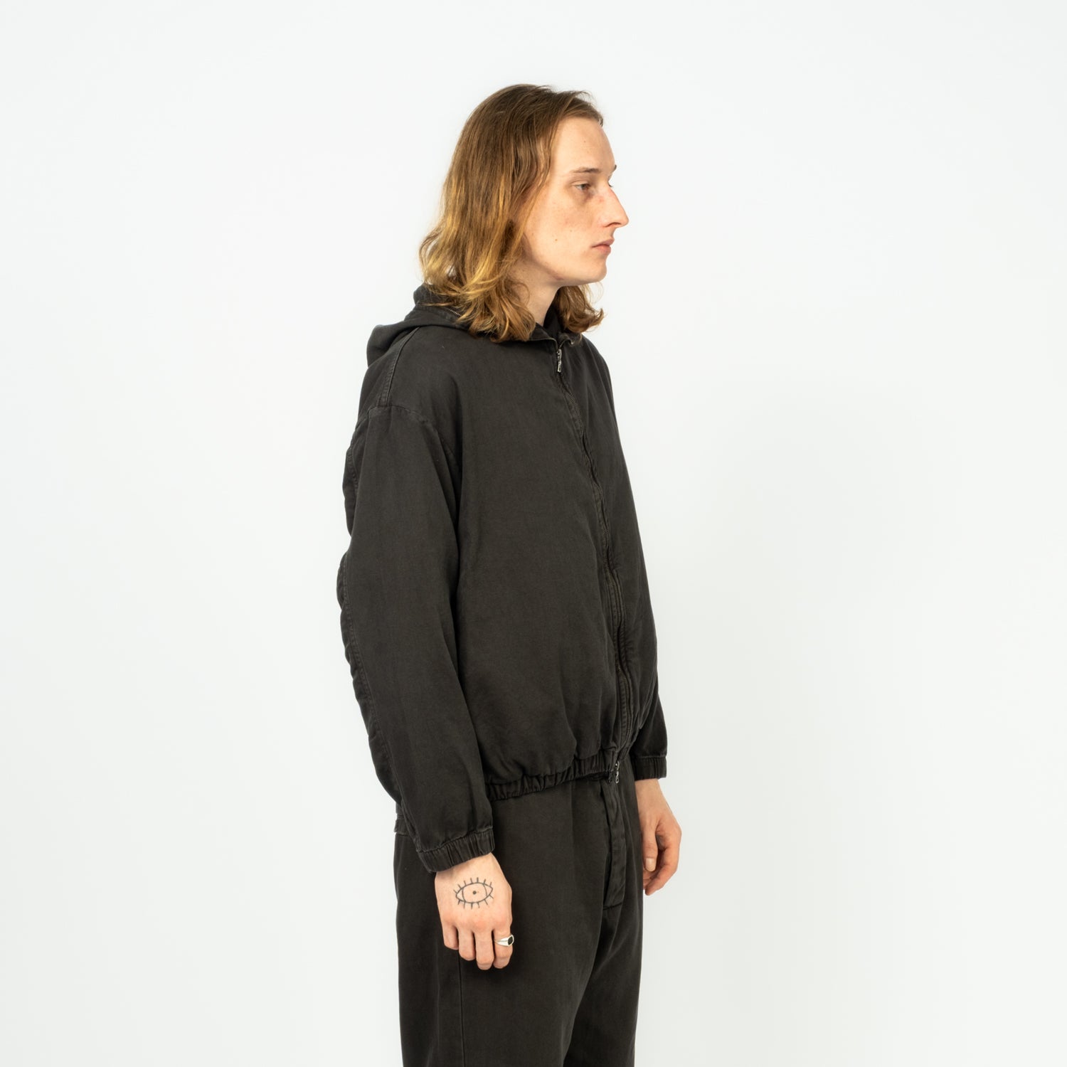 [GABRIELA COLL GARMENTS] NO.216 THIN CANVAS HOODED ZIPPER JACKET