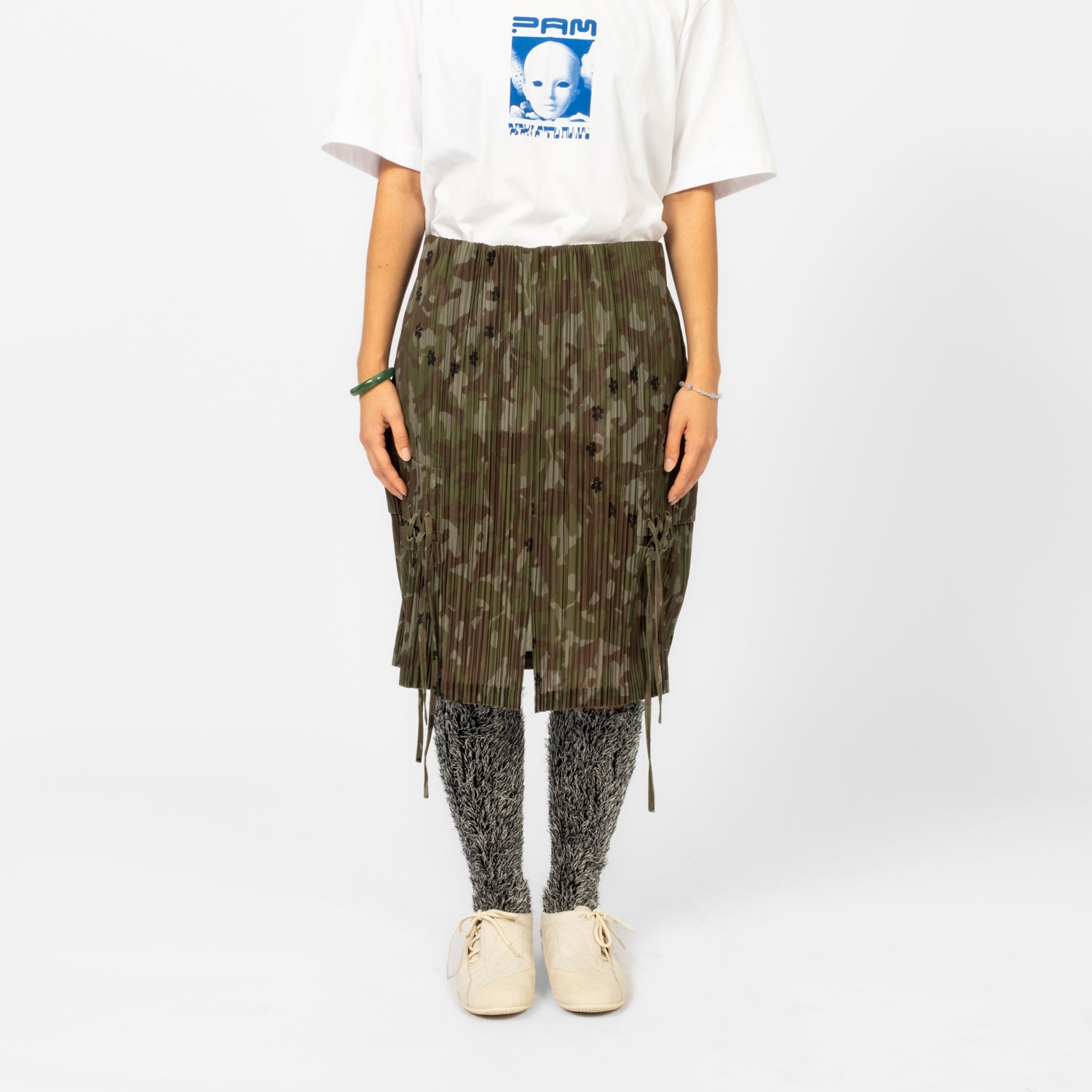 [PAM] OAKLEAF PLEATED SKIRT _ CAMO