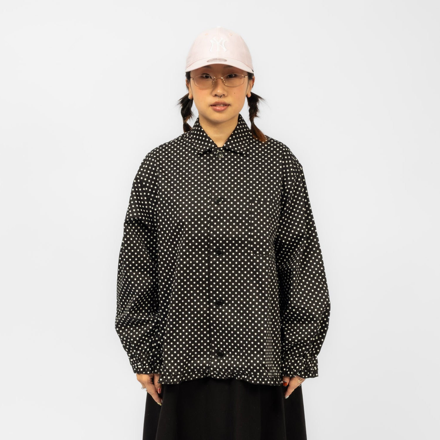 [NICK GEAR] DOT GATHER SHIRT _ BLACK