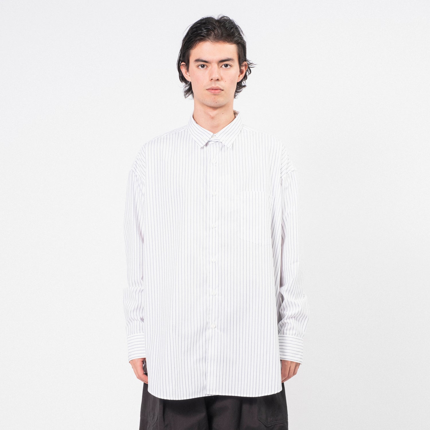 [IS-NESS] NU VENTILATION LONG SLEEVE SHIRT _ WHITE NAVY STRIPE