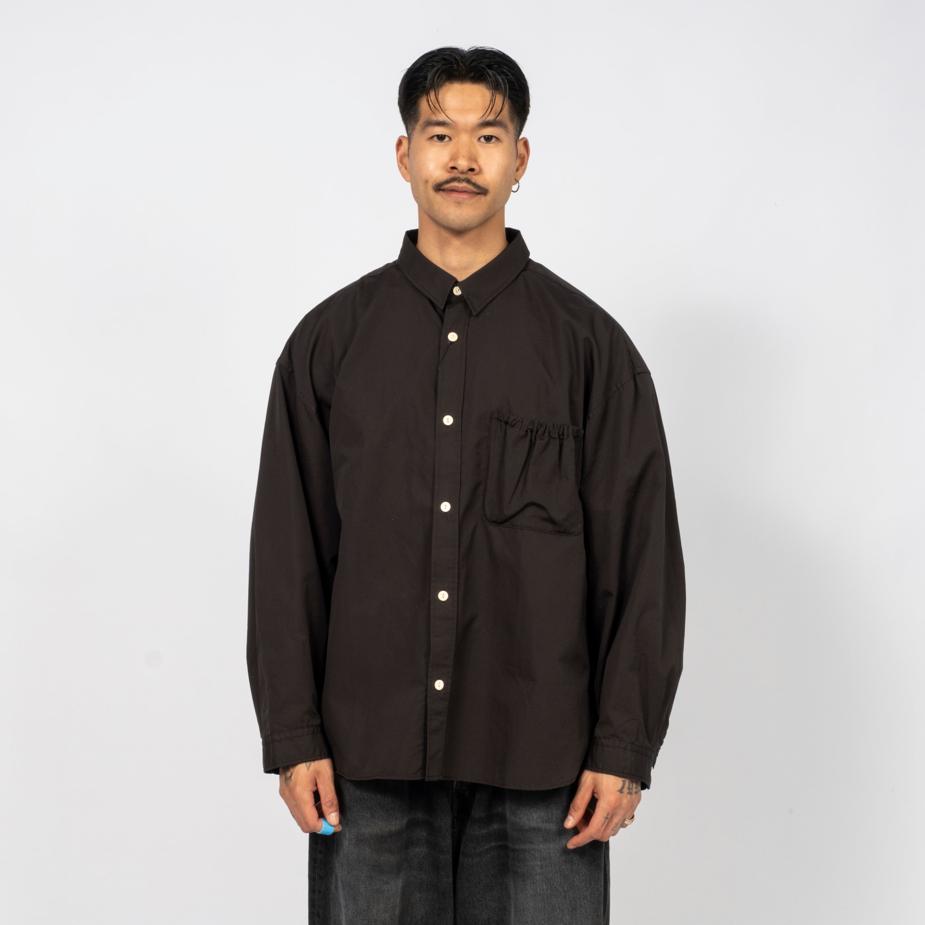 [REFOMED] WRIST PATCH WIDE SHIRT _ BLACK