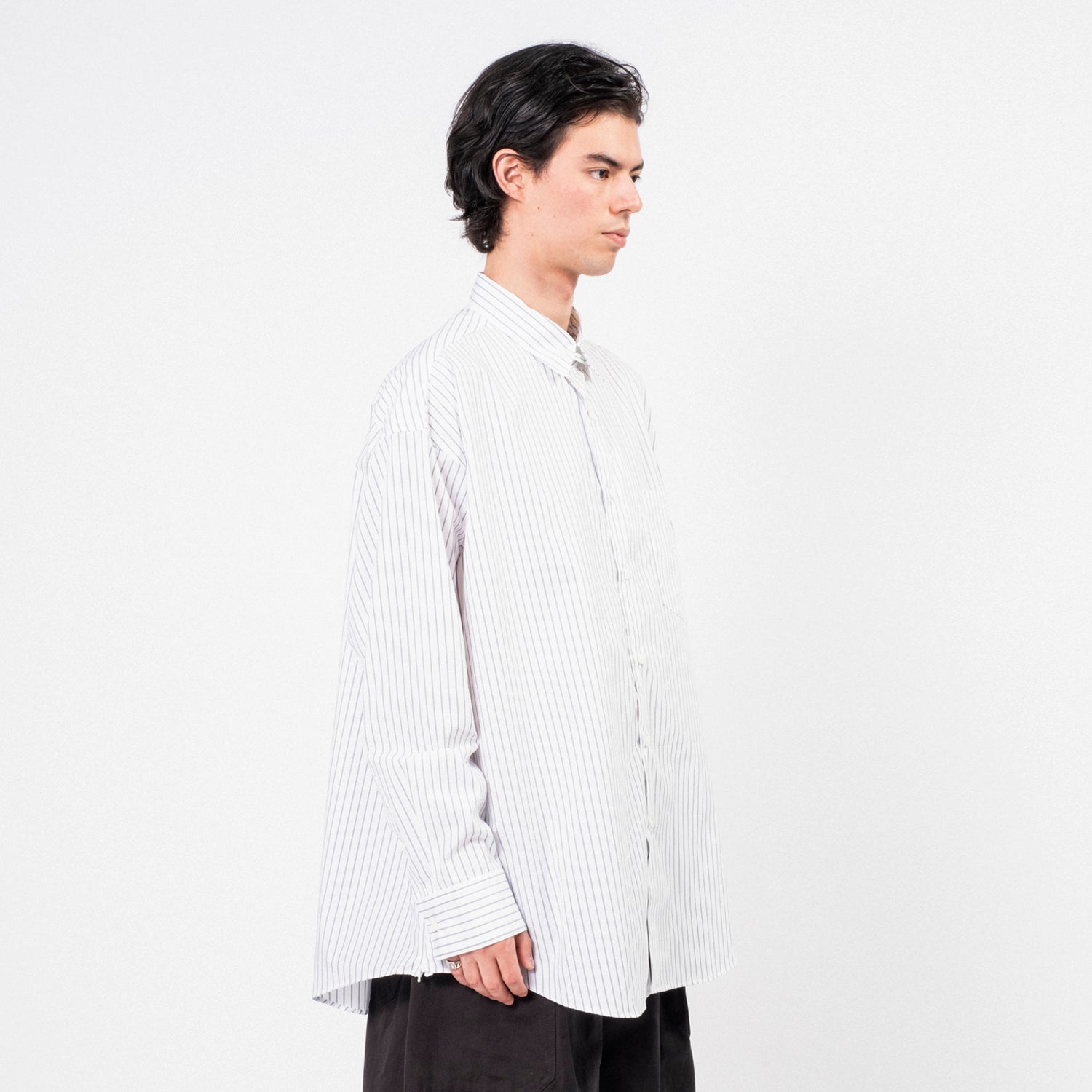 [IS-NESS] NU VENTILATION LONG SLEEVE SHIRT _ WHITE NAVY STRIPE