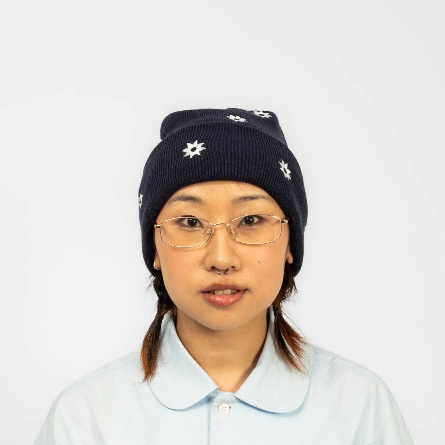 [NICK GEAR] FLOWER BASIC BEANIE _ NAVY