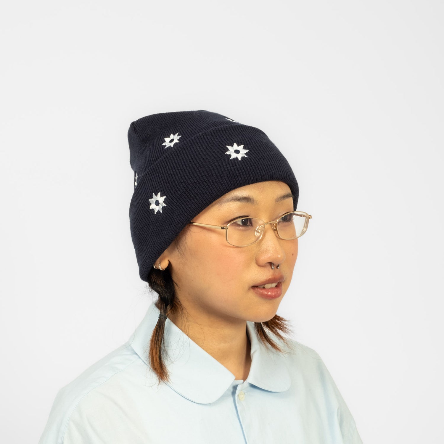[NICK GEAR] FLOWER BASIC BEANIE _ NAVY