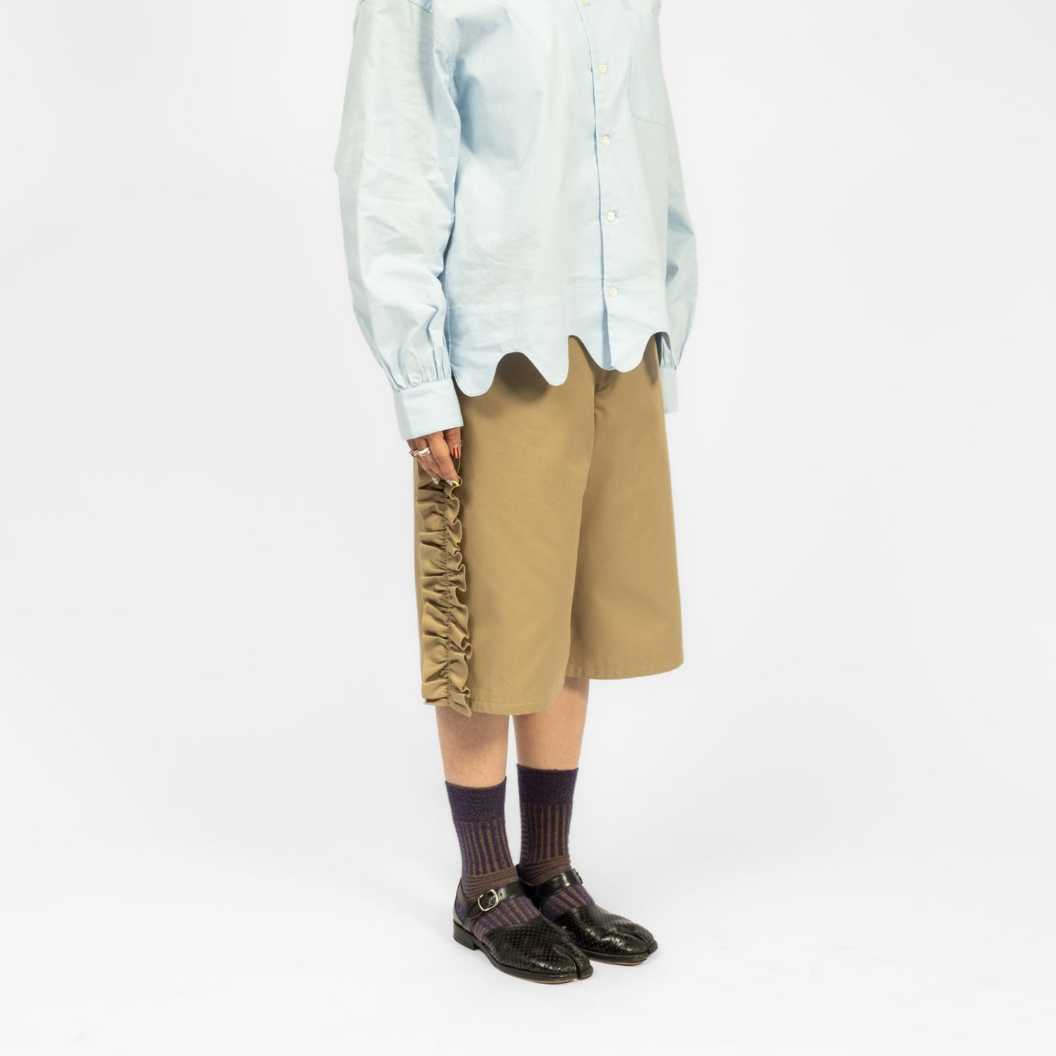 [NICK GEAR] FRILL CHINO SHORTS _ BEIGE