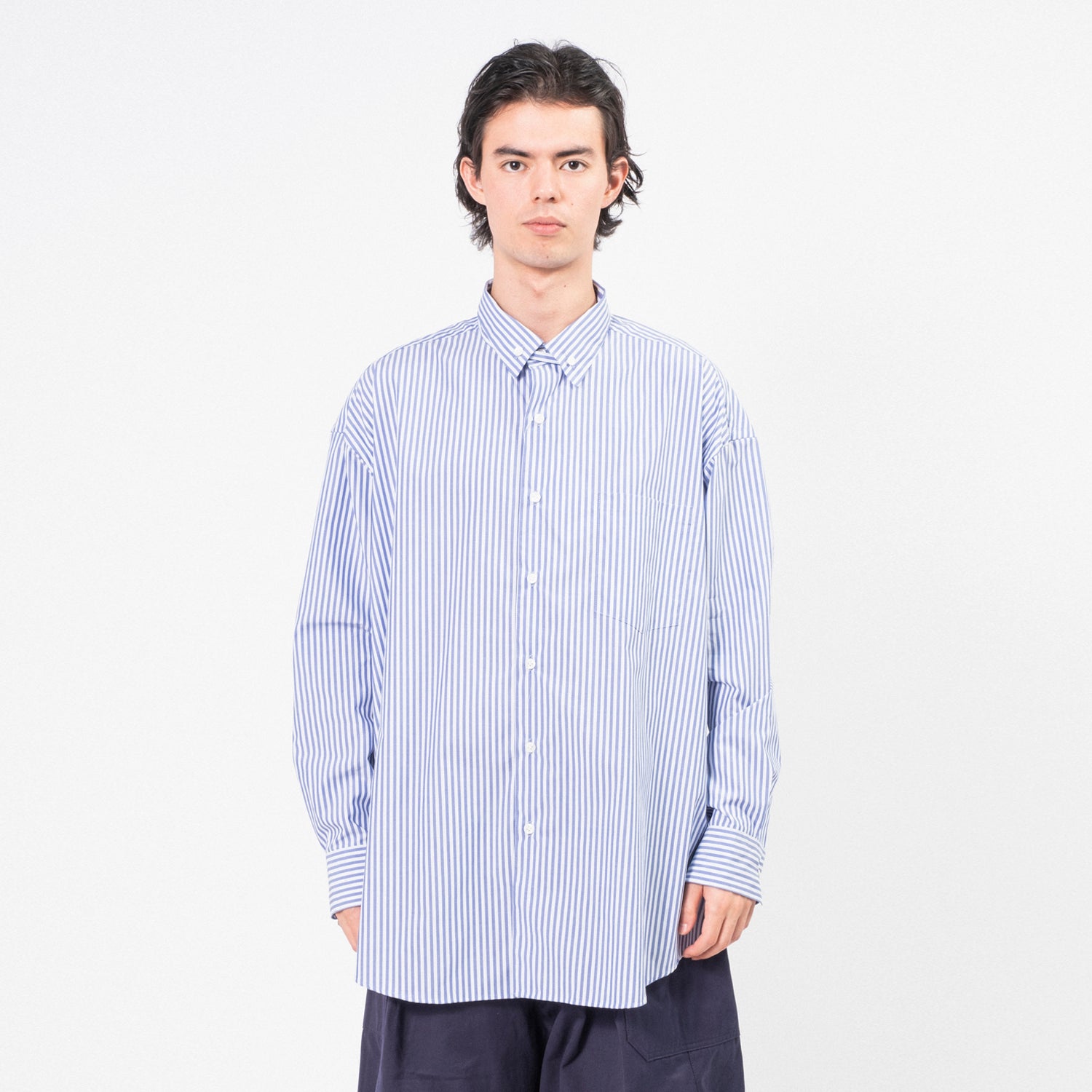 [IS-NESS] NU VENTILATION LONG SLEEVE SHIRT _ BLUE WHITE STRIPE