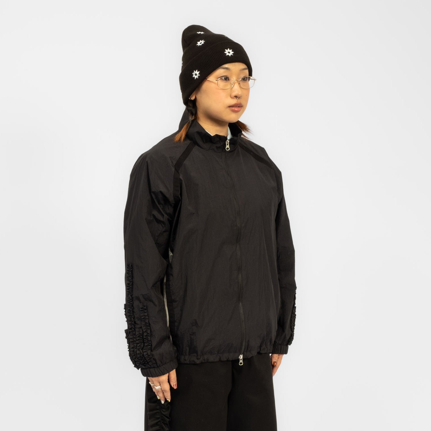 [NICK GEAR] NYLON RUFFLE JACKET _ BLACK