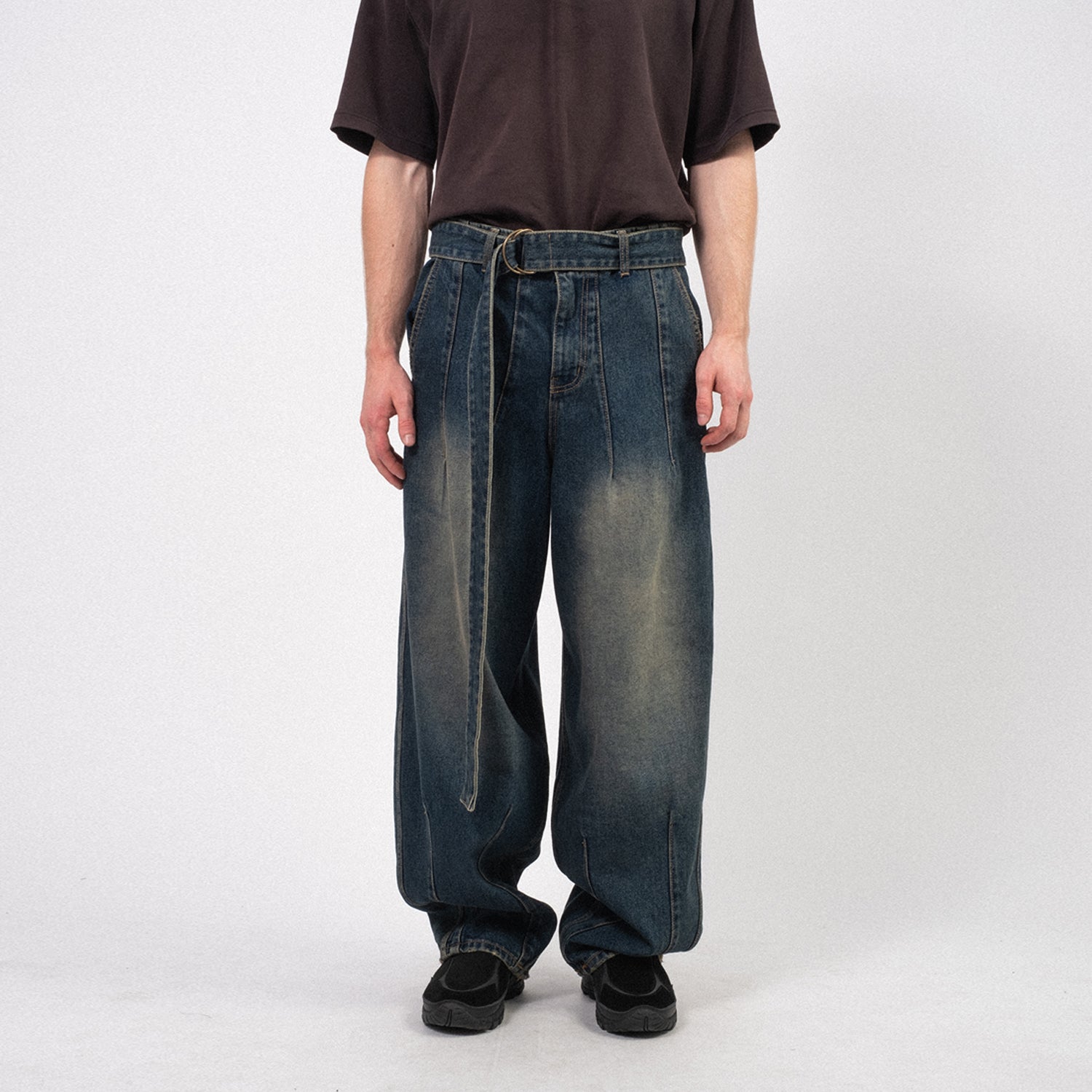 [AJOBYAJO] OVERSIZED WASHED DENIM PANTS _ NAVY