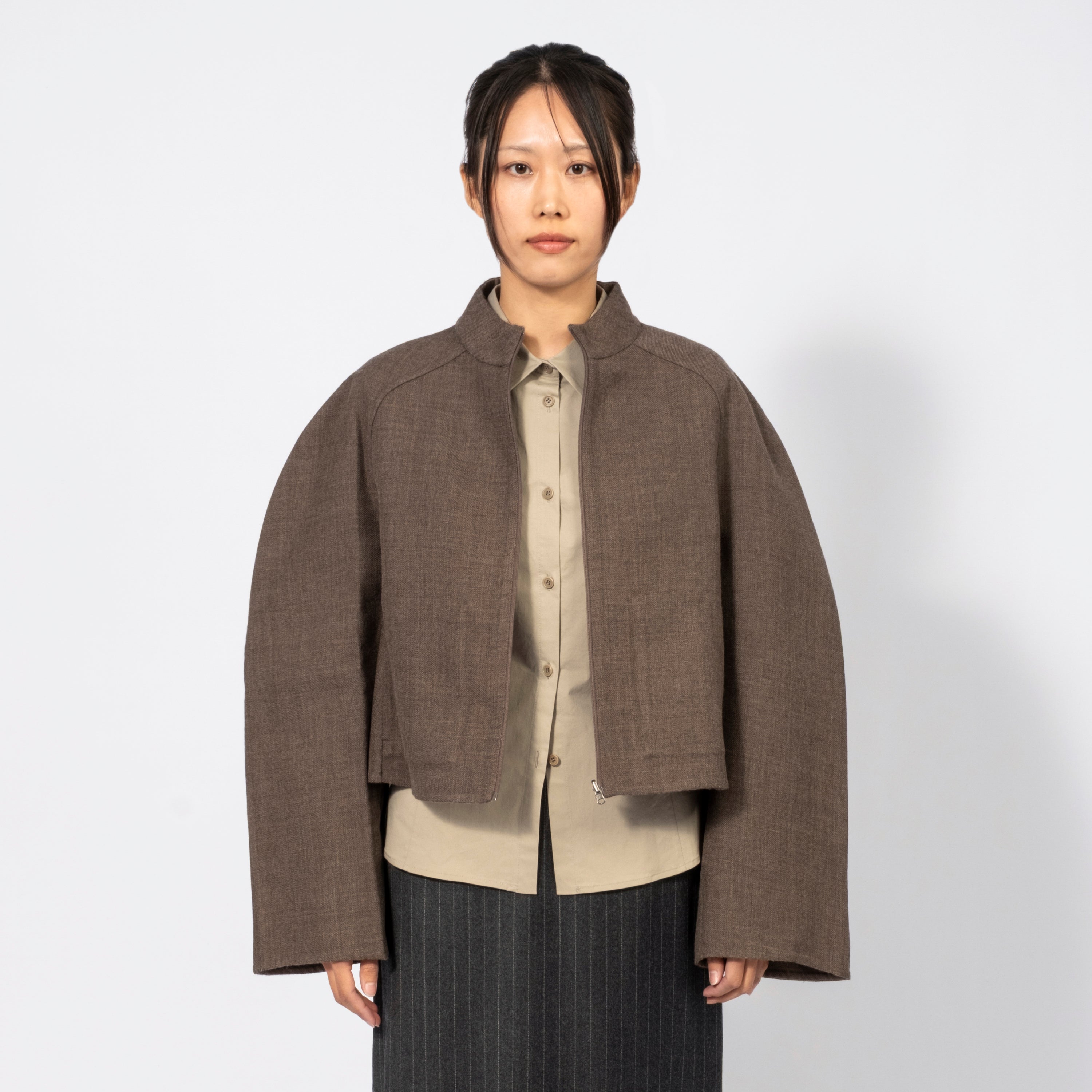 [AMOMENTO WOMEN] HANDMADE RAGLAN CROP JACKET _ BROWN
