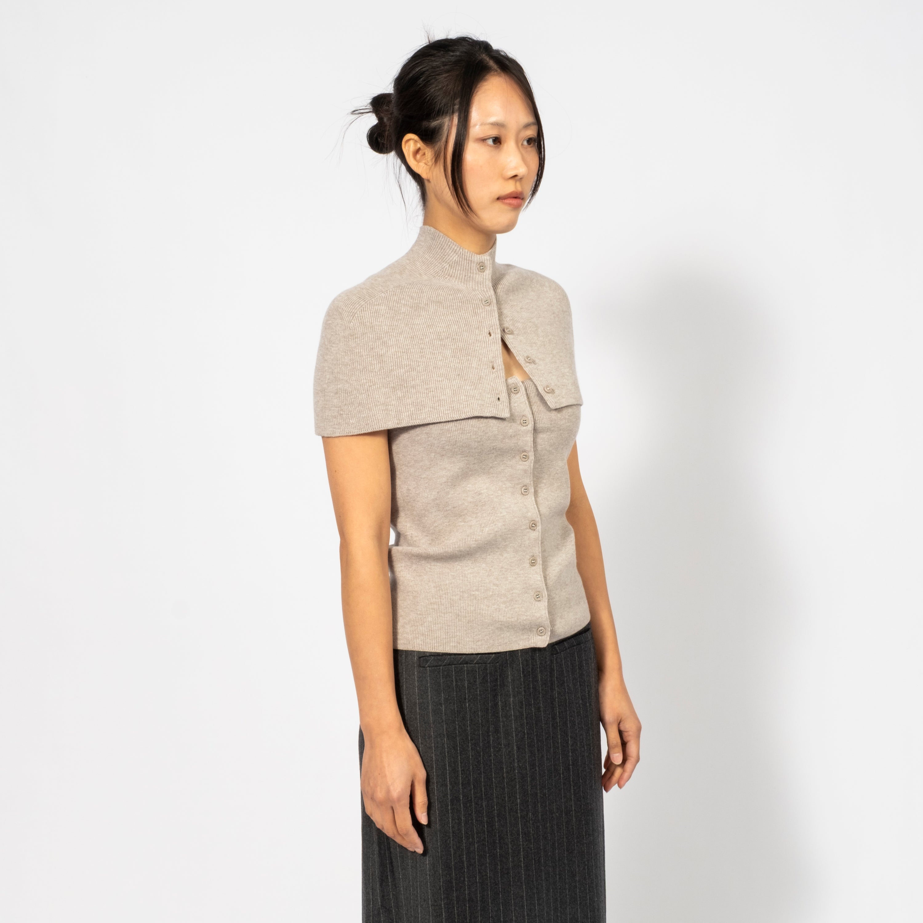 [AMOMENTO WOMEN] CAPE TOP & BANDEAU SET _ LIGHT GREY