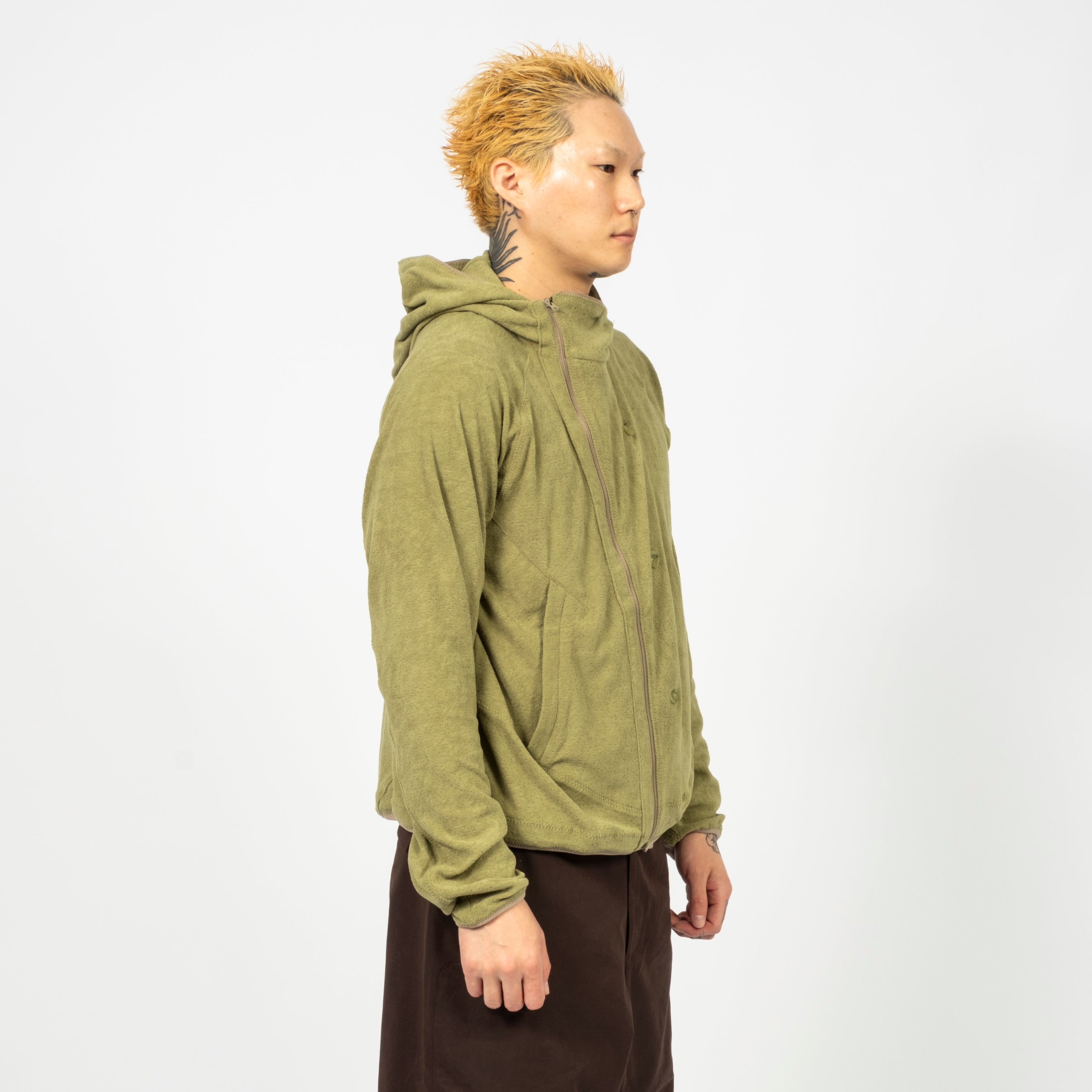 [SAN SAN GEAR] BUTTON FLEECE JACKET _ GREEN