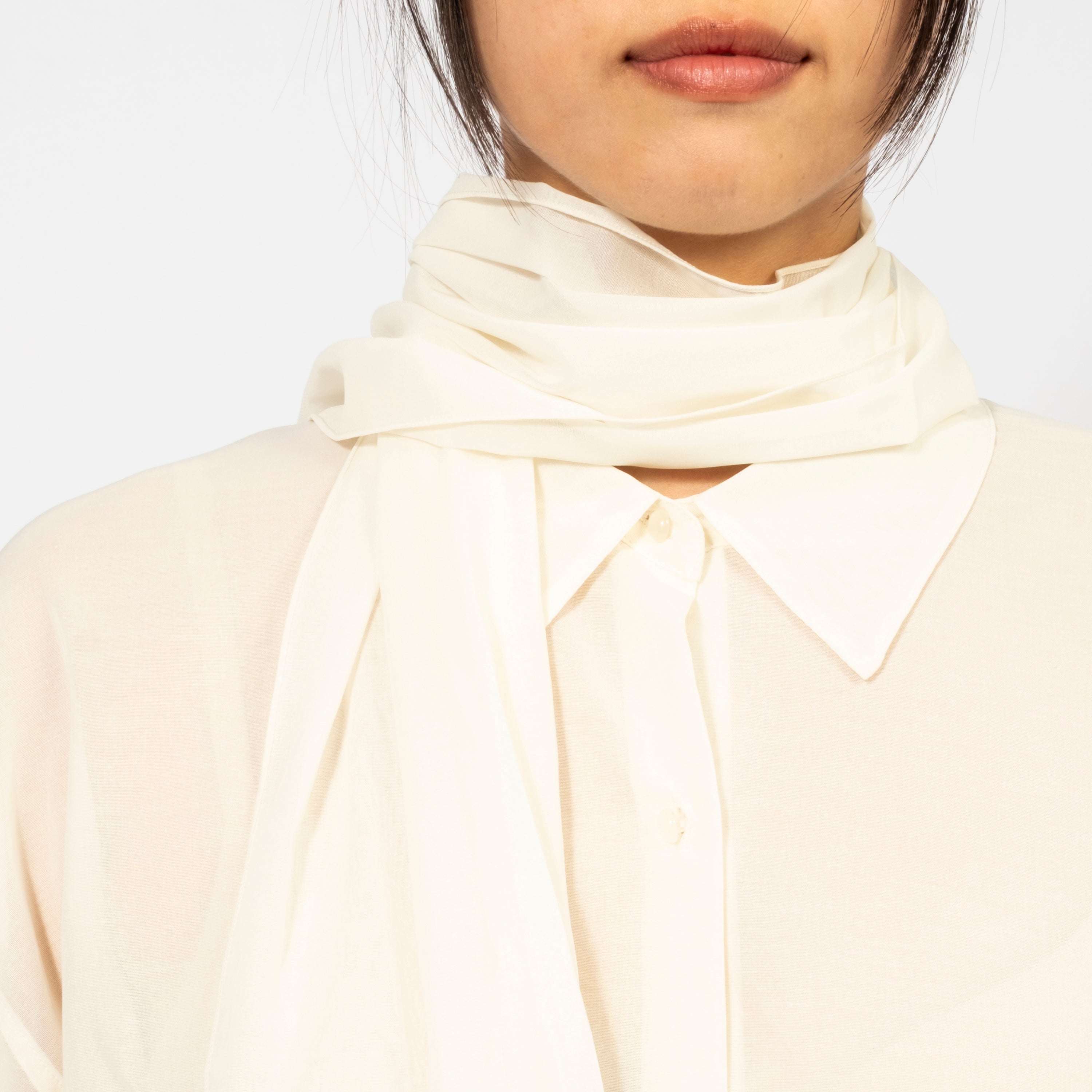 [AMOMENTO WOMEN] SHEER COTTON LONG SCARF _ GREY