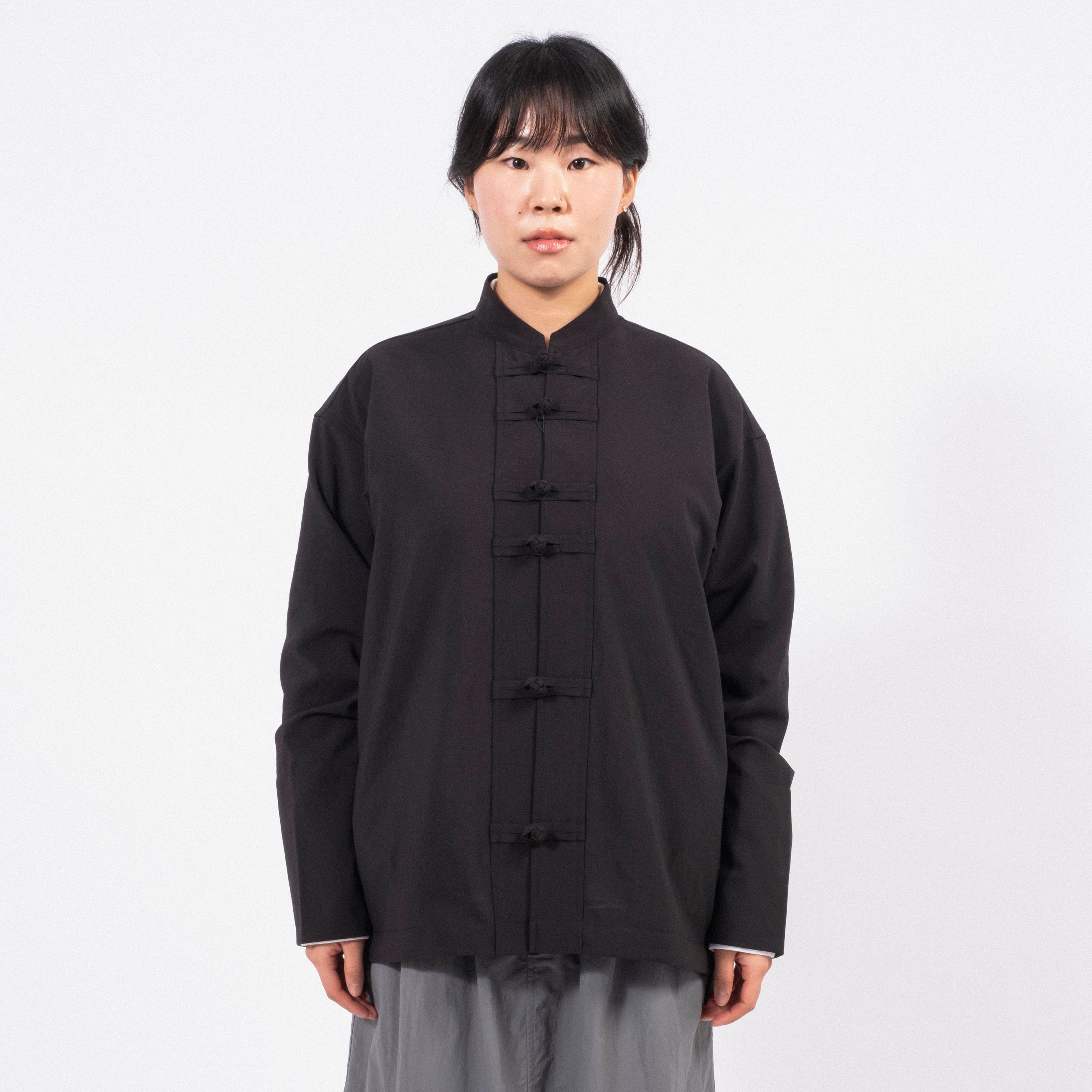 [SNOW PEAK] PE LIGHT POPLIN KUNGFU SHIRT _ BLACK