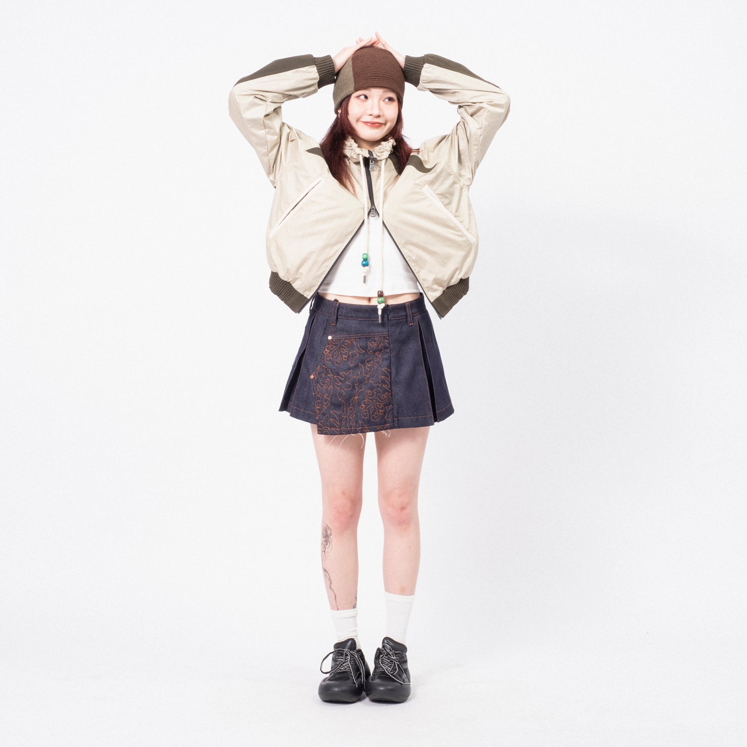 ★ANDERSSON BELL★ EMBROIDERY PLEATED DENIM SKIRT LEVI'S x Andersson Bell Denim Pleated Skirt in Tinted Indigo
