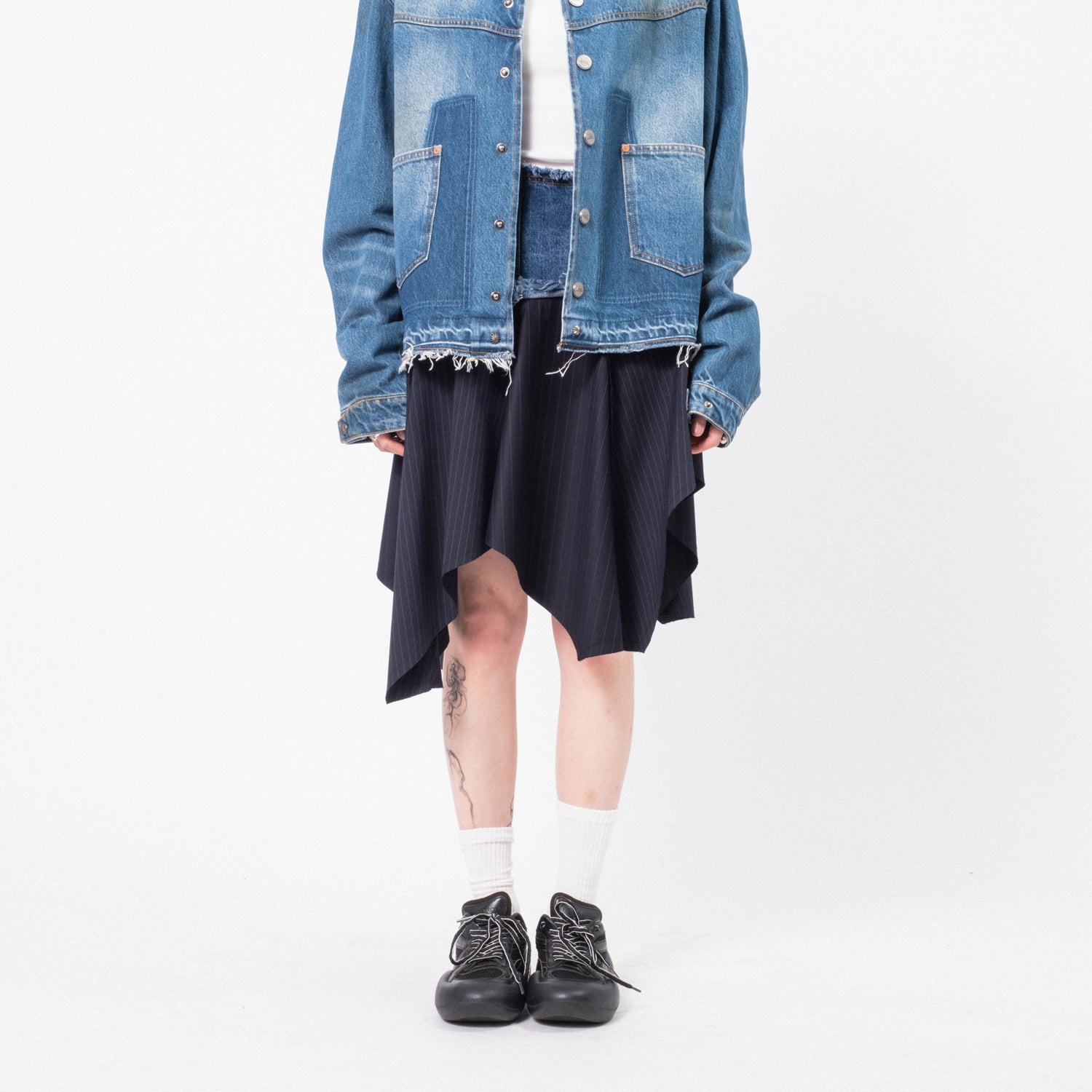 [ANDERSSON BELL] DENIM COMBINATION FAIRY SKIRT _ BLUE