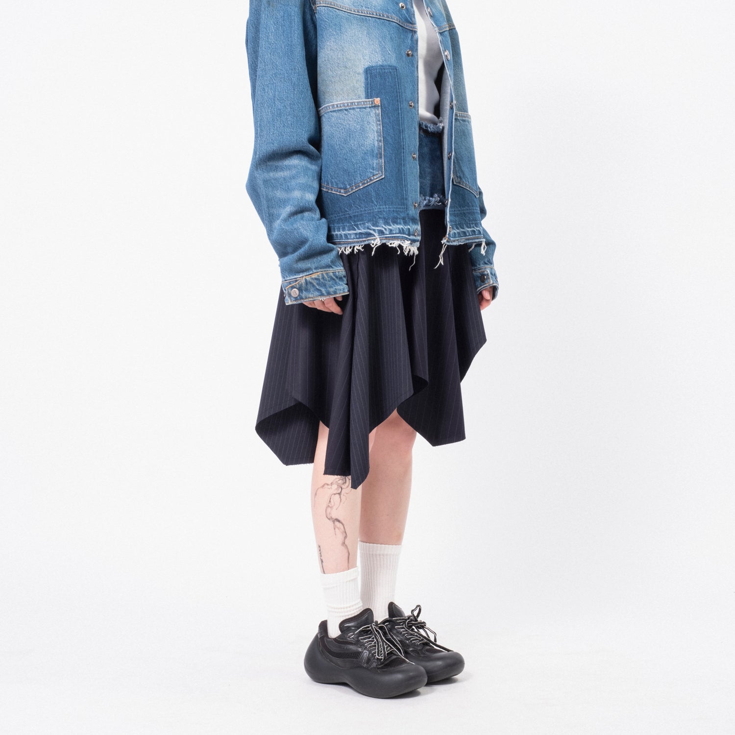 [ANDERSSON BELL] DENIM COMBINATION FAIRY SKIRT _ BLUE