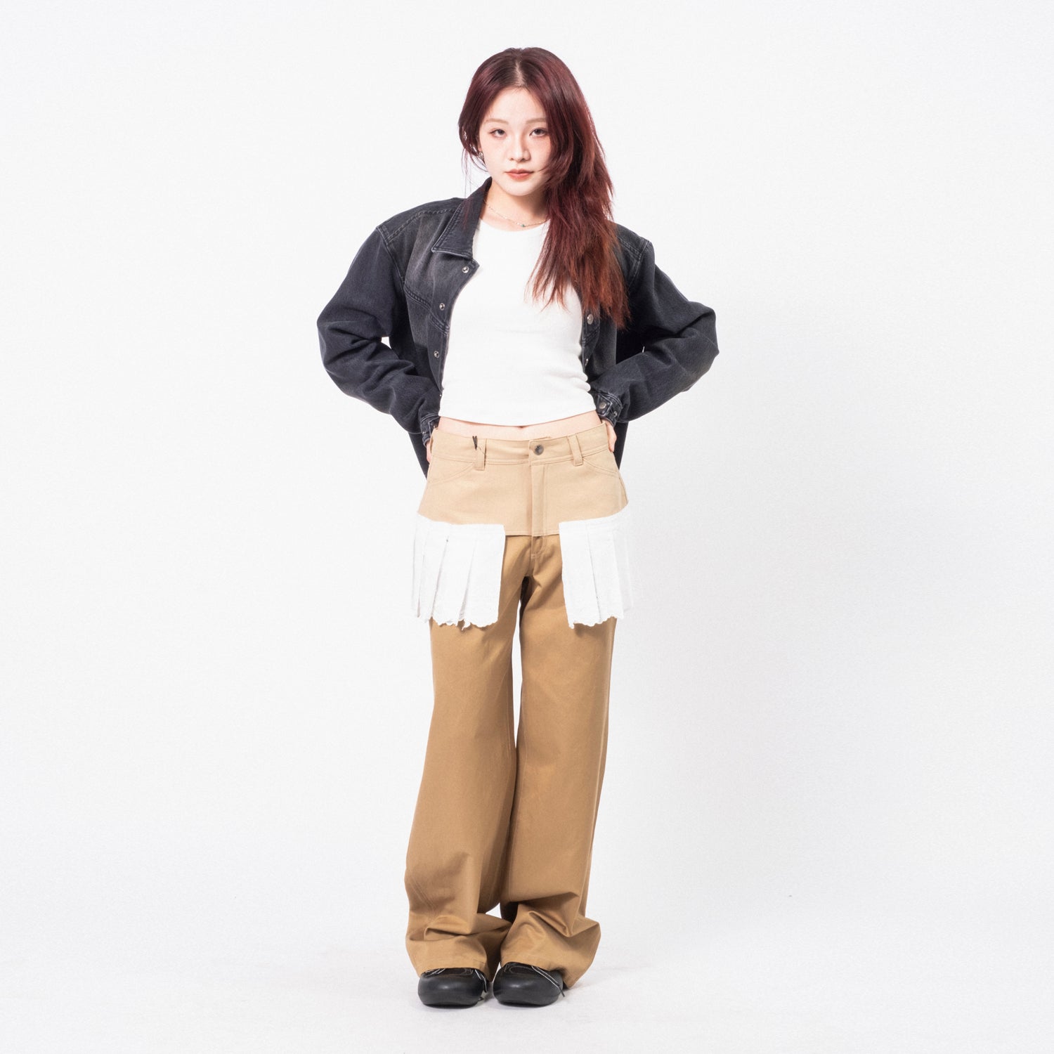 ANDERSSON BELL] LACE PLEATS SKIRT PANTS _ BEIGE