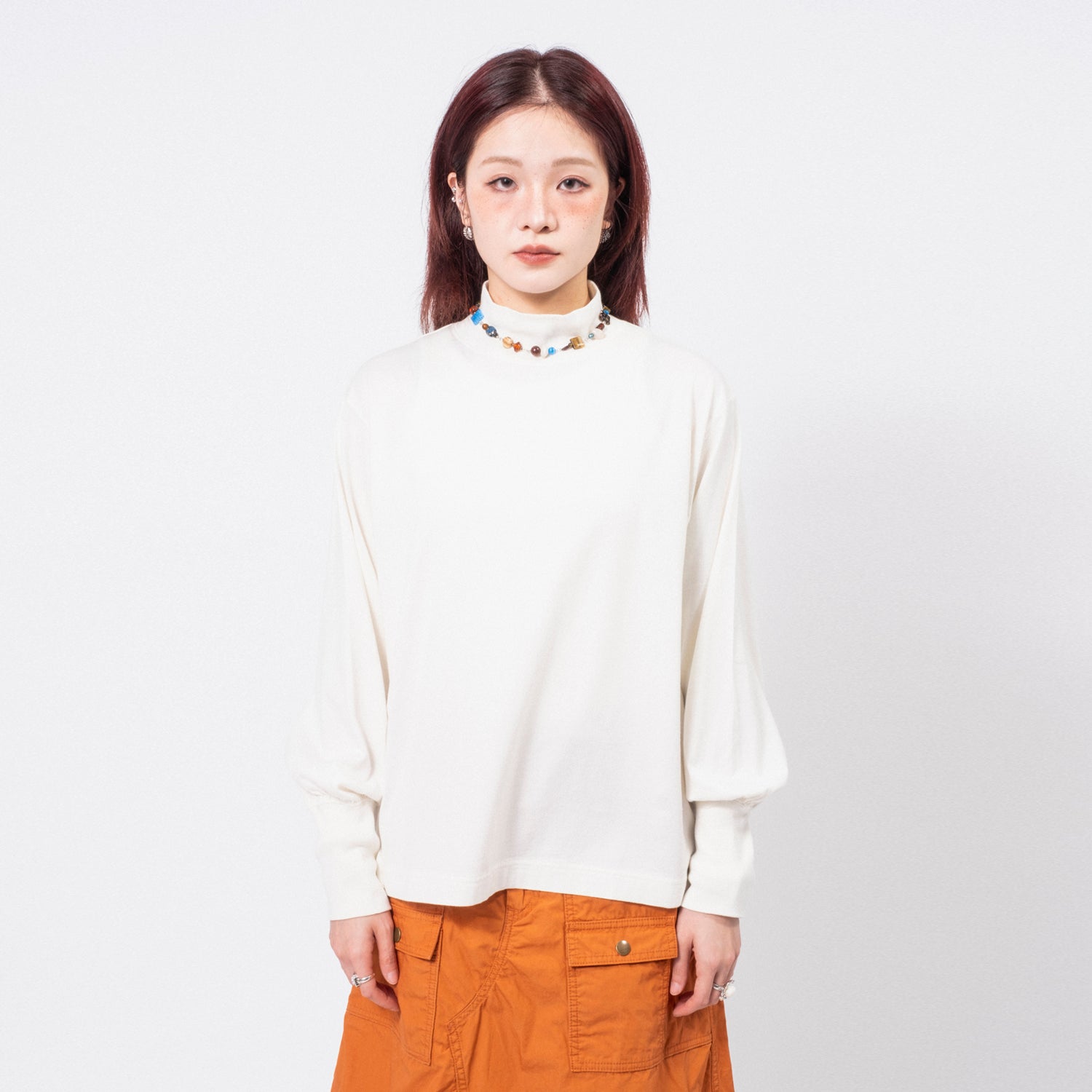 [BEAMS BOY] G.MOC/N GATHER LS _ OFF WHITE