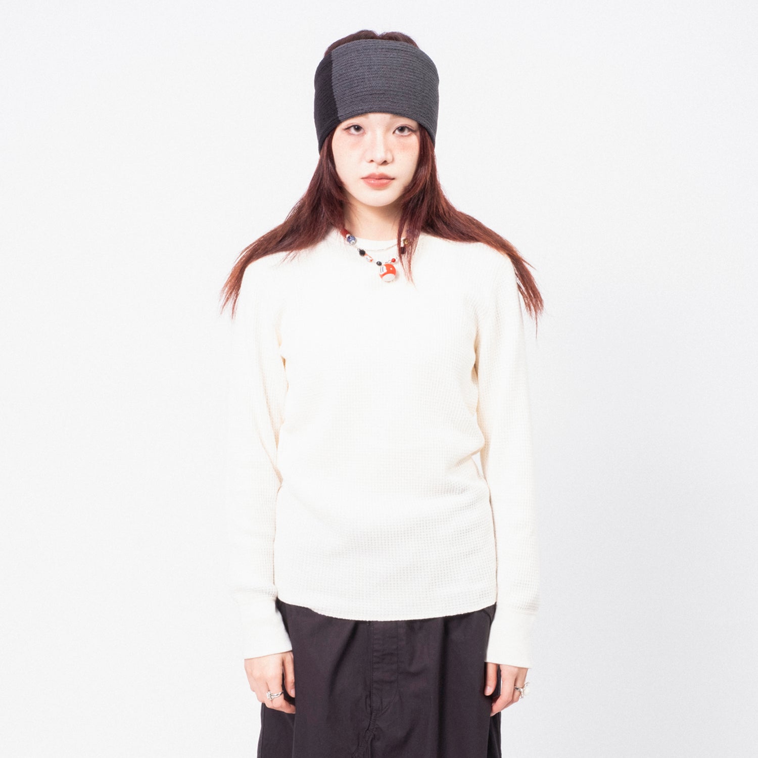 [BEAMS BOY] O.COTTON THERMAL CREW NECK LONGSLEEVE TSHIRT _ OFF WHITE